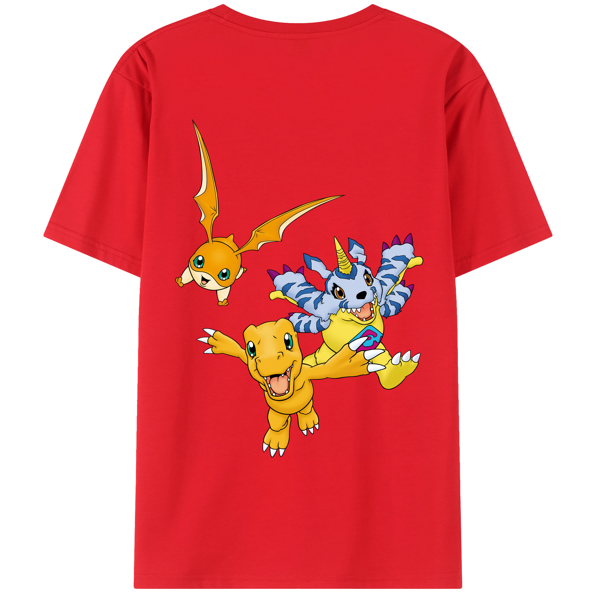 （画像用） Digimon デジタルモンスター/デジモン 綿100％ メンズ半袖Tシャツ（バックプリント） 通気性