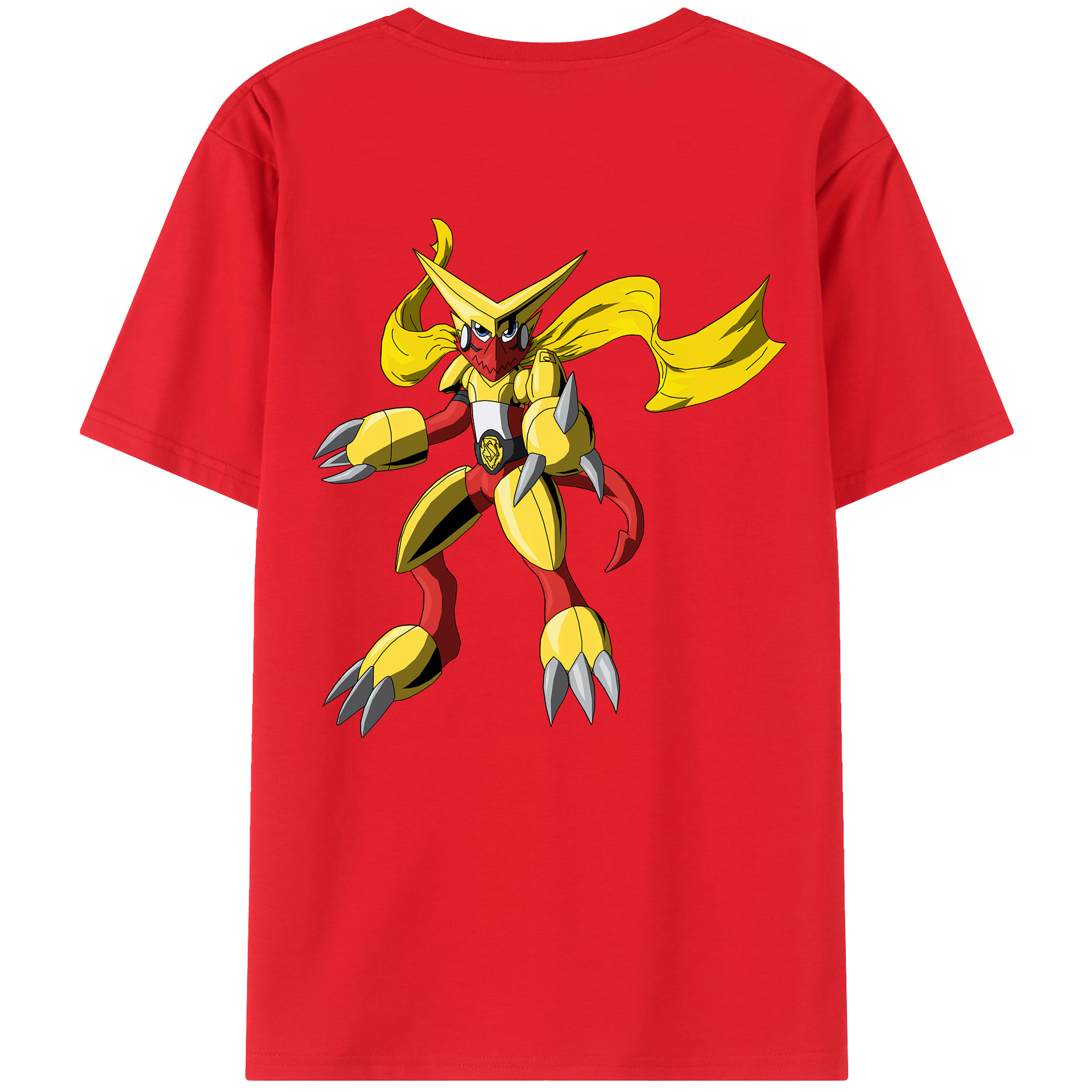 （画像用） Digimon デジタルモンスター/デジモン 綿100％ メンズ半袖Tシャツ（バックプリント） 通気性