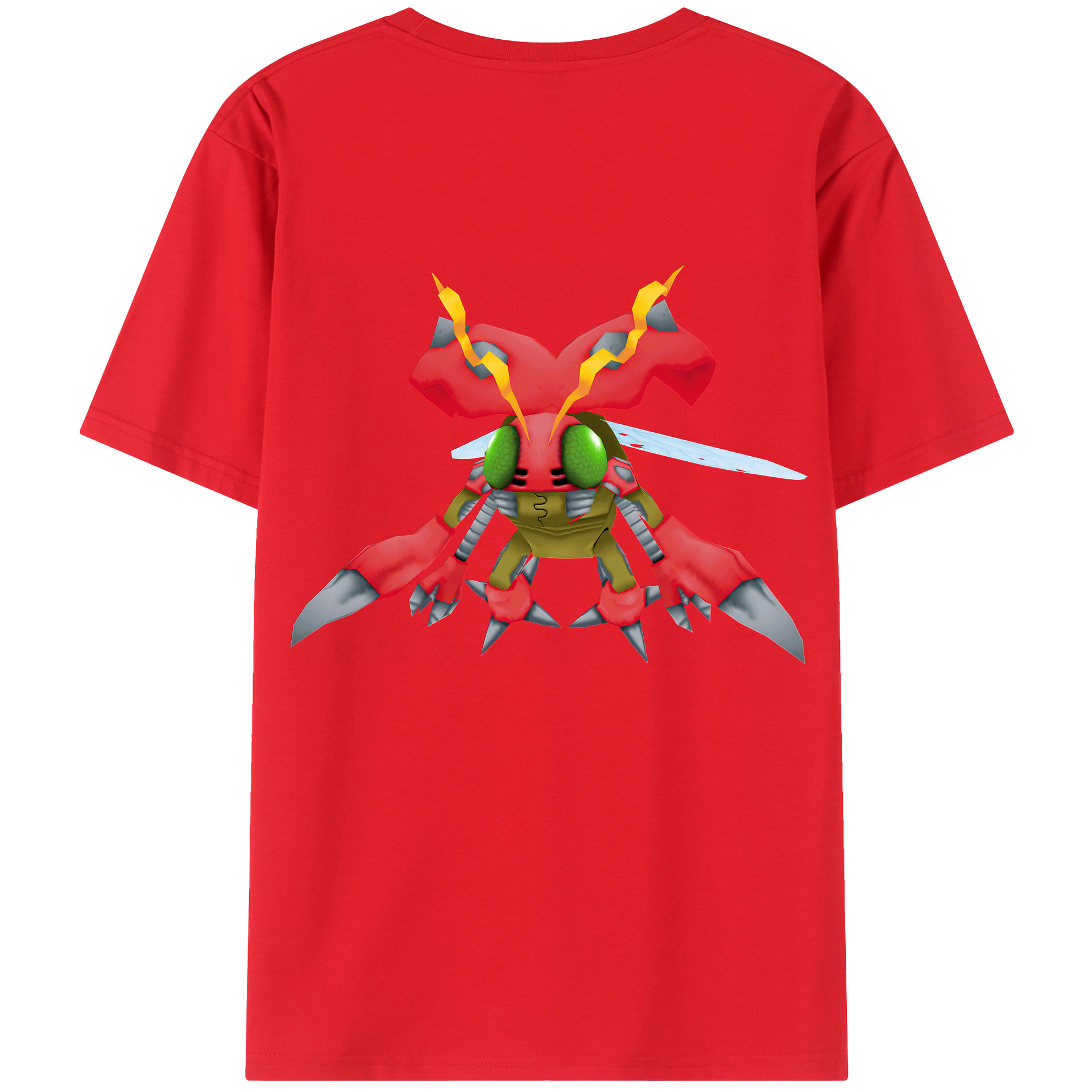 （画像用） Digimon デジタルモンスター/デジモン 綿100％ メンズ半袖Tシャツ（バックプリント） 通気性