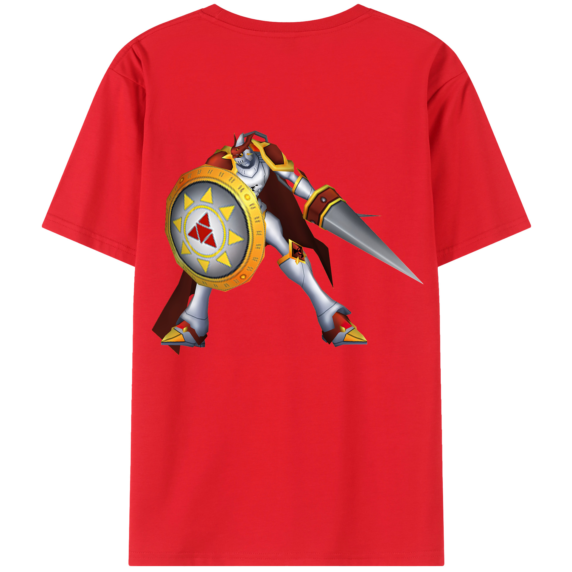 （画像用） Digimon デジタルモンスター/デジモン 綿100％ メンズ半袖Tシャツ（バックプリント） 通気性