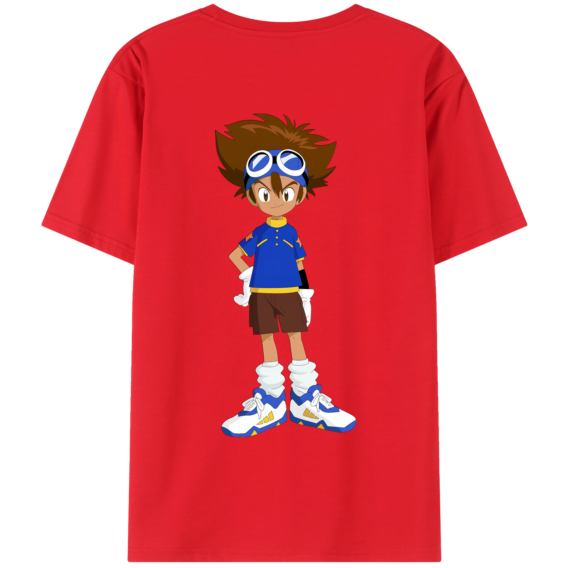 （画像用） Digimon デジタルモンスター/デジモン 綿100％ メンズ半袖Tシャツ（バックプリント） 通気性