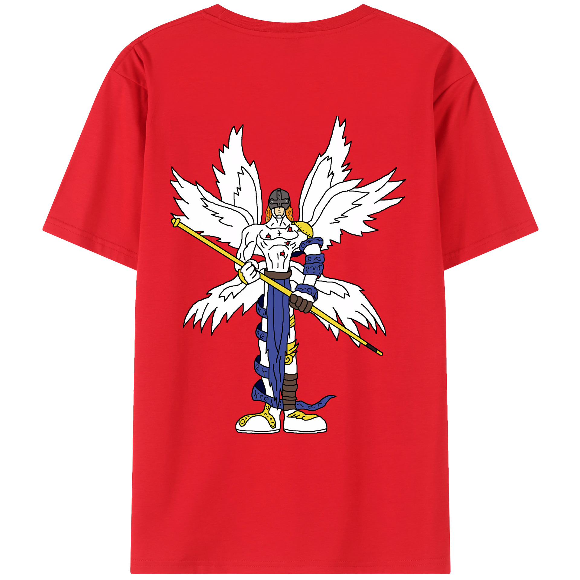 （画像用） Digimon デジタルモンスター/デジモン 綿100％ メンズ半袖Tシャツ（バックプリント） 通気性