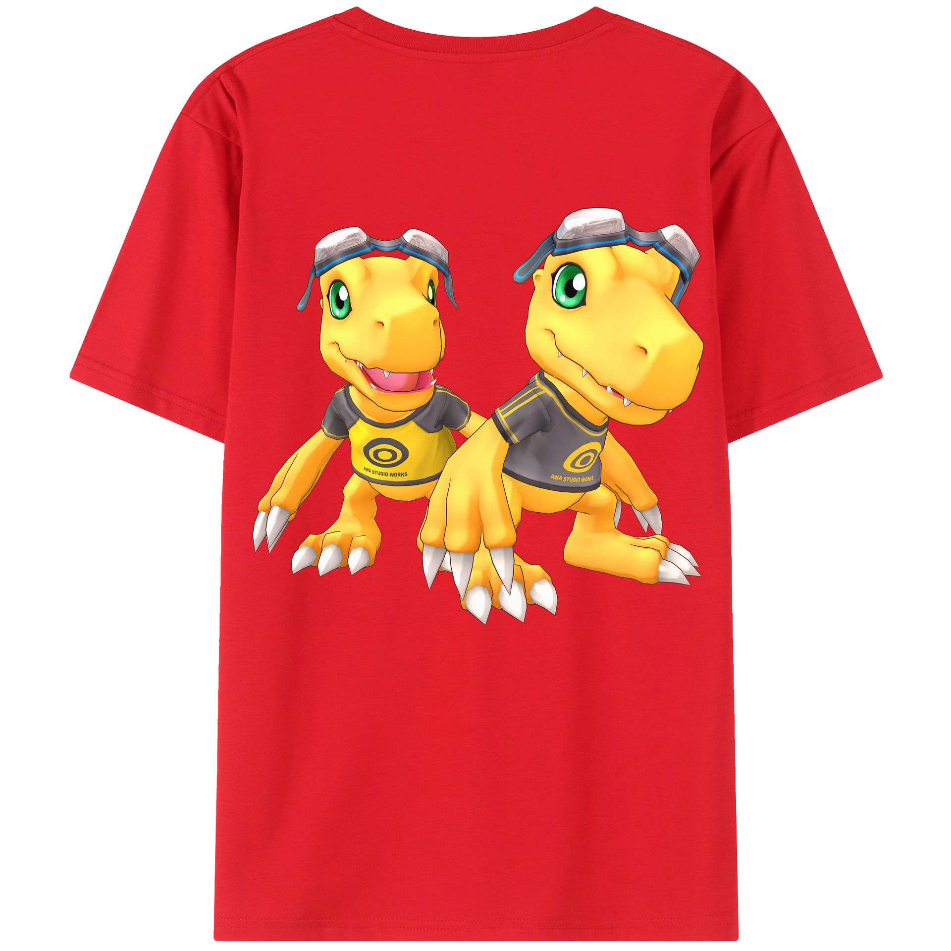 （画像用） Digimon デジタルモンスター/デジモン 綿100％ メンズ半袖Tシャツ（バックプリント） 通気性