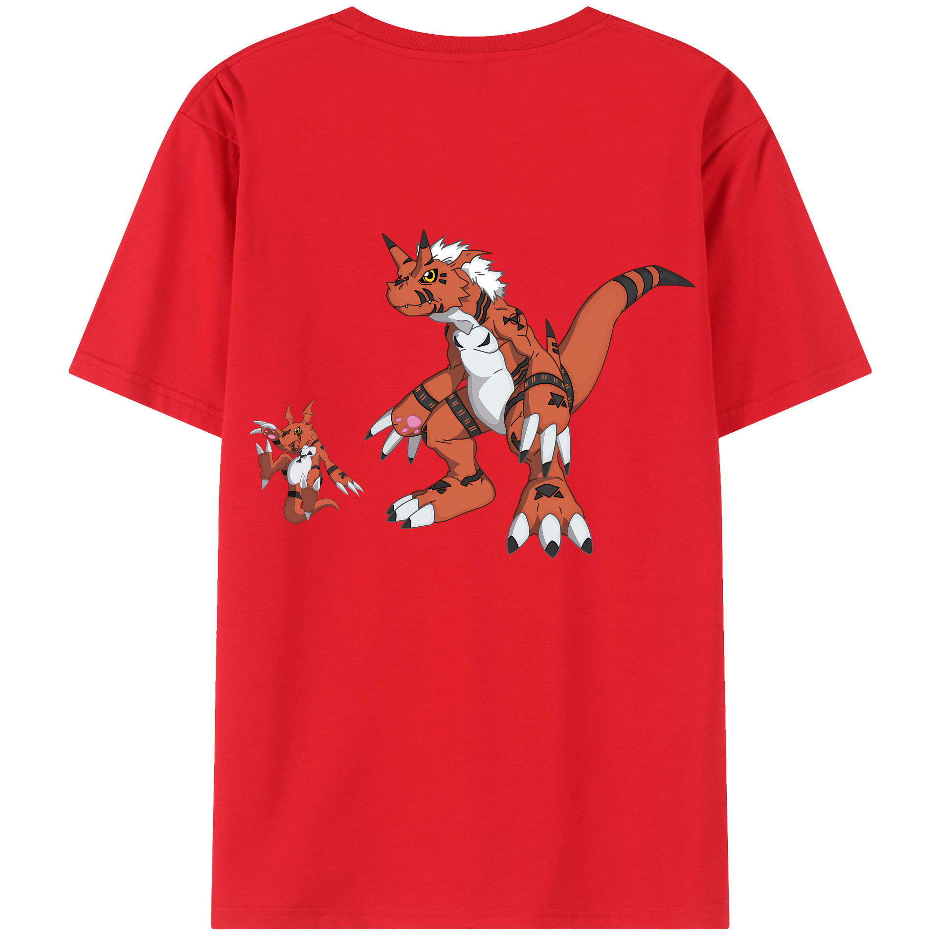 （画像用） Digimon デジタルモンスター/デジモン 綿100％ メンズ半袖Tシャツ（バックプリント） 通気性