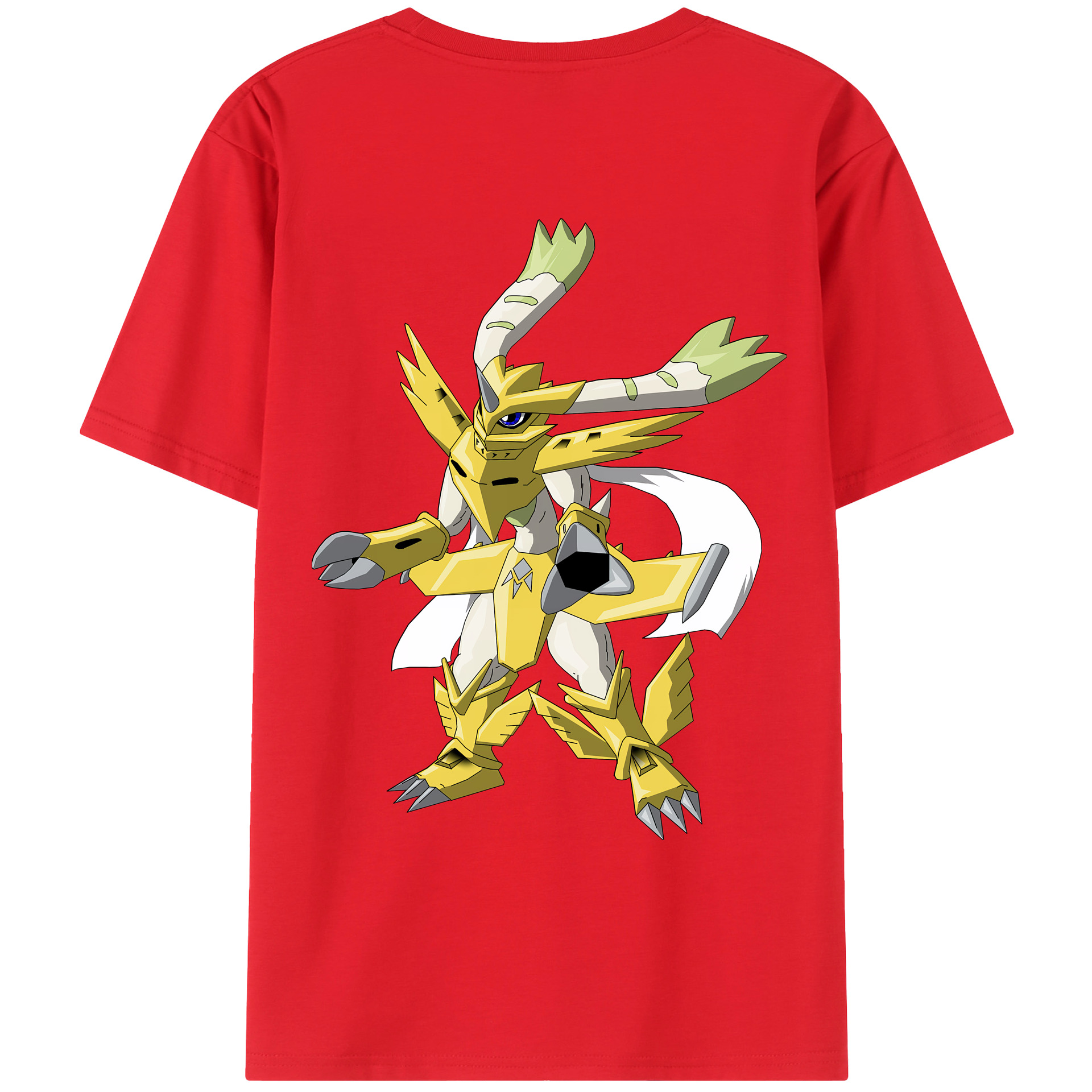 （画像用） Digimon デジタルモンスター/デジモン 綿100％ メンズ半袖Tシャツ（バックプリント） 通気性