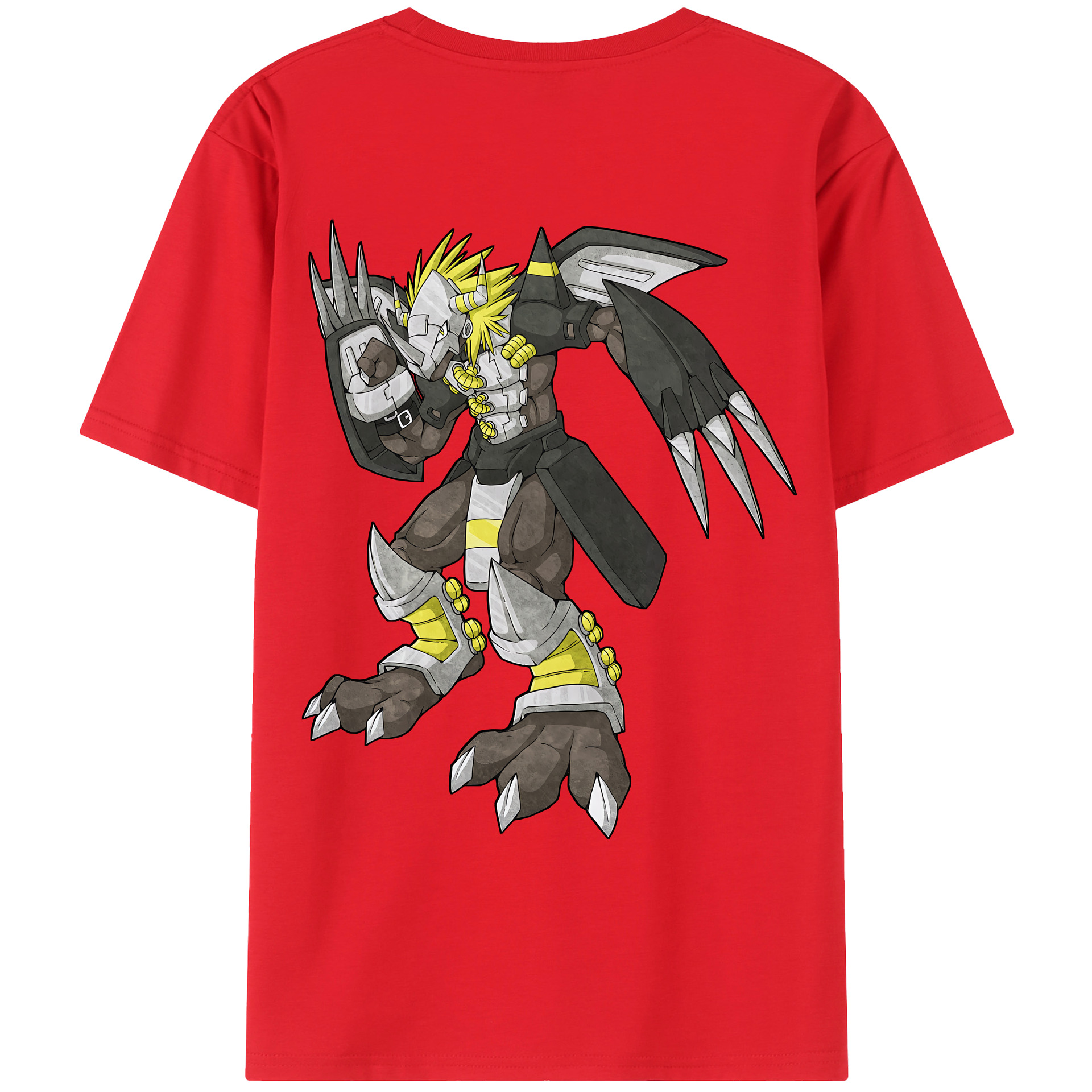 （画像用） Digimon デジタルモンスター/デジモン 綿100％ メンズ半袖Tシャツ（バックプリント） 通気性