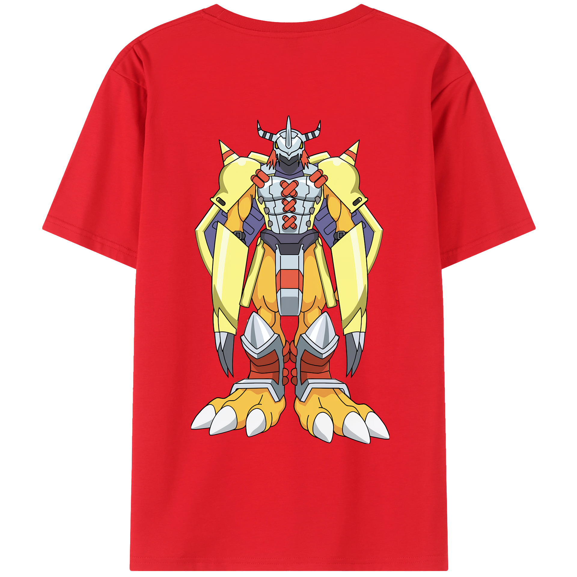 （画像用） Digimon デジタルモンスター/デジモン 綿100％ メンズ半袖Tシャツ（バックプリント） 通気性