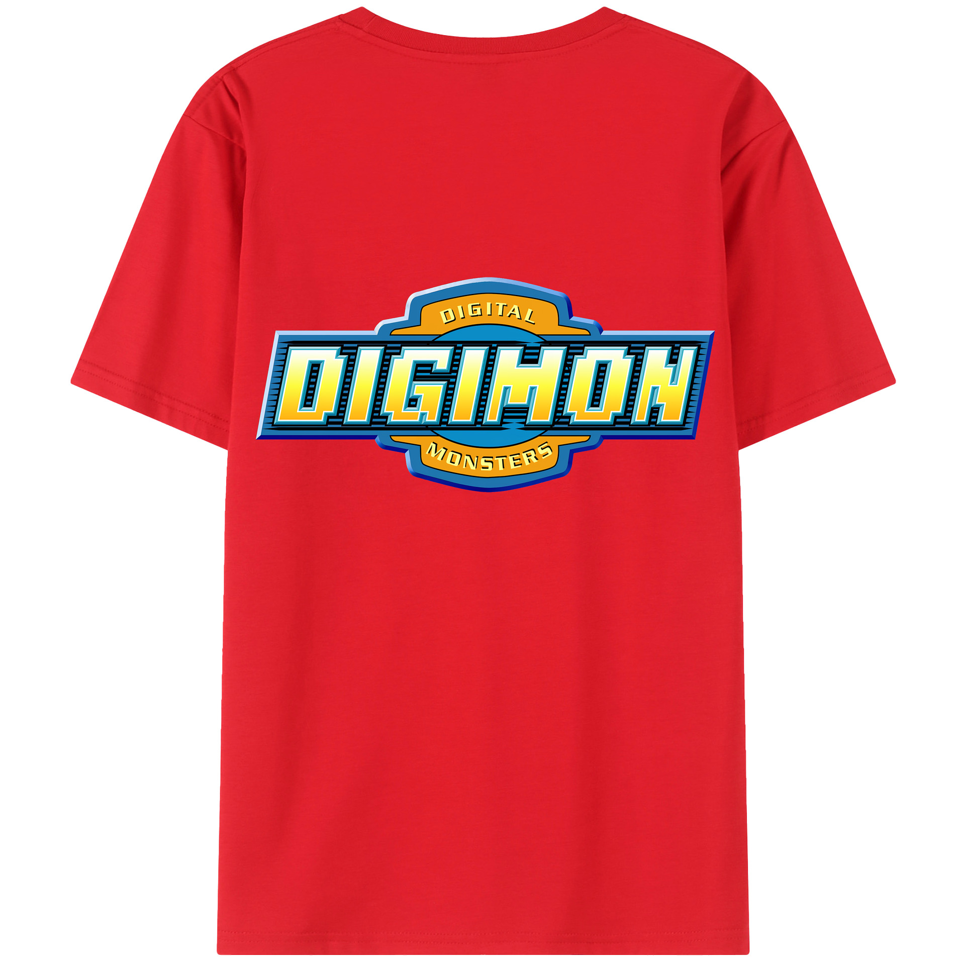 （画像用） Digimon デジタルモンスター/デジモン 綿100％ メンズ半袖Tシャツ（バックプリント） 通気性