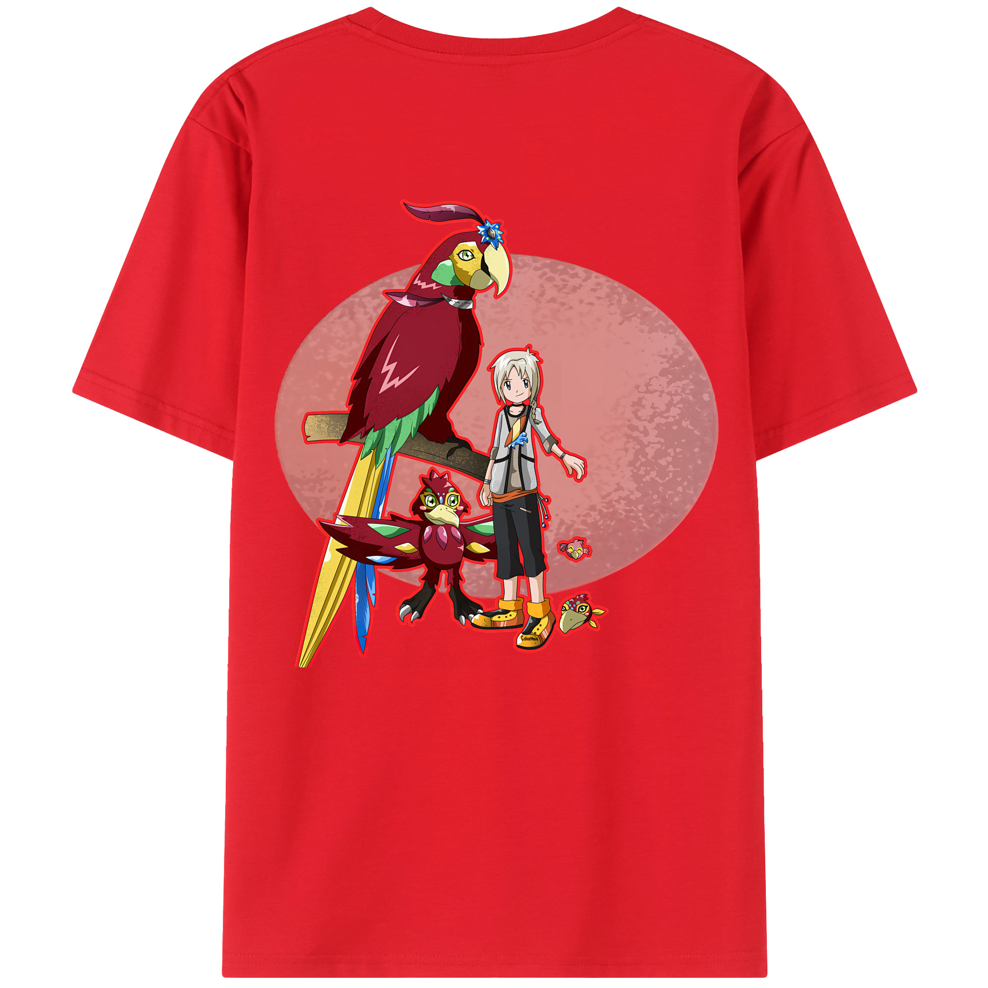 （画像用） Digimon デジタルモンスター/デジモン 綿100％ メンズ半袖Tシャツ（バックプリント） 通気性