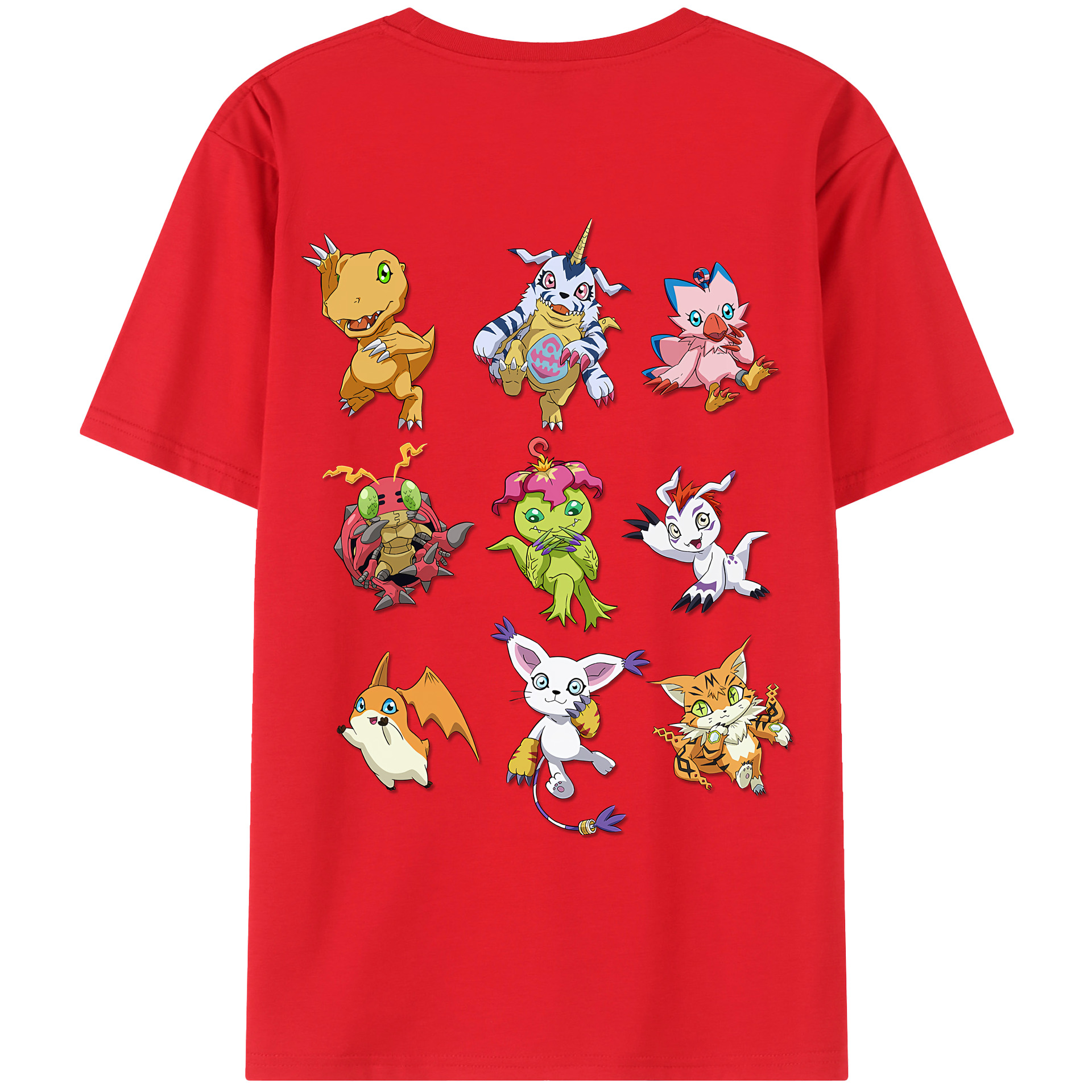 （画像用） Digimon デジタルモンスター/デジモン 綿100％ メンズ半袖Tシャツ（バックプリント） 通気性