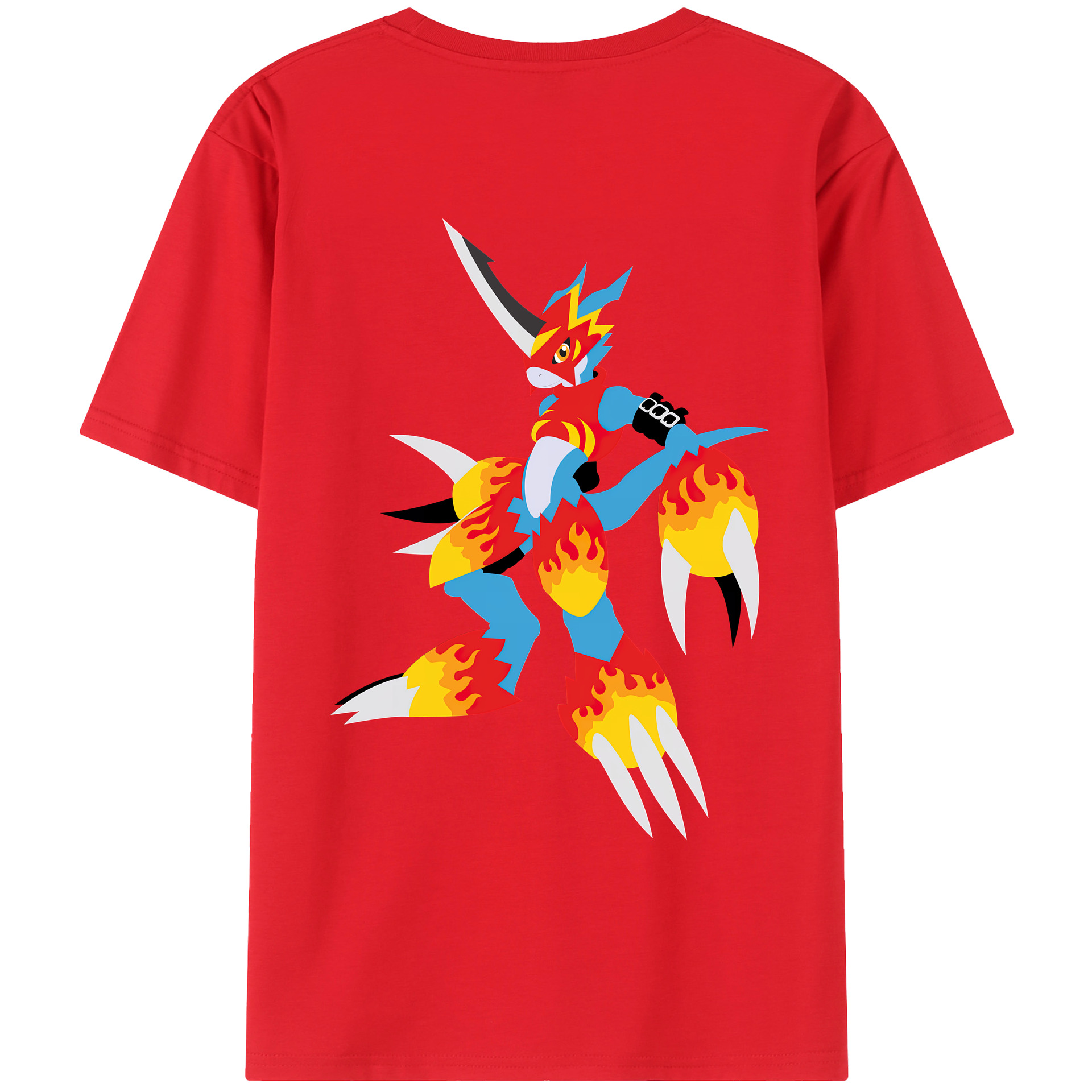 （画像用） Digimon デジタルモンスター/デジモン 綿100％ メンズ半袖Tシャツ（バックプリント） 通気性