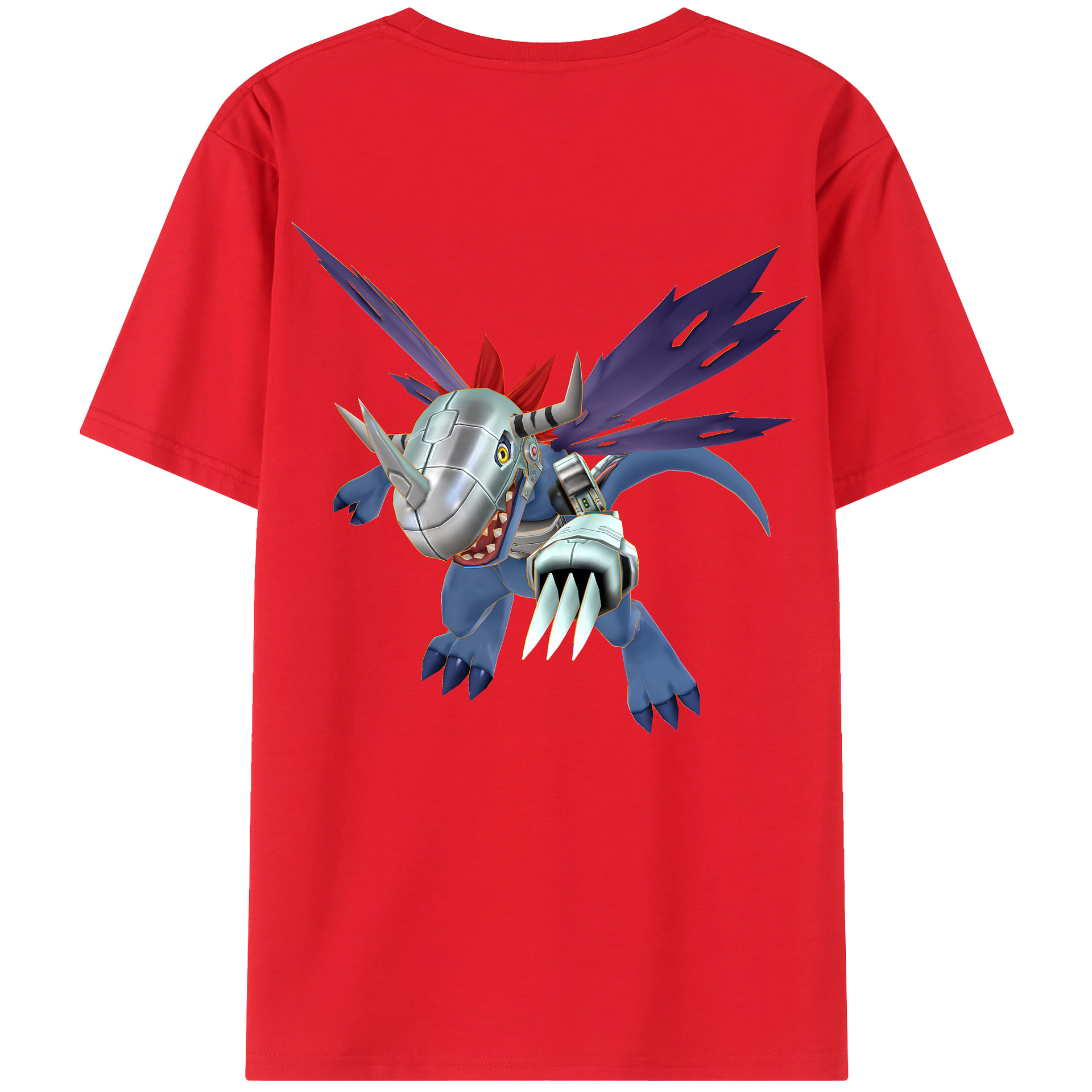 （画像用） Digimon デジタルモンスター/デジモン 綿100％ メンズ半袖Tシャツ（バックプリント） 通気性