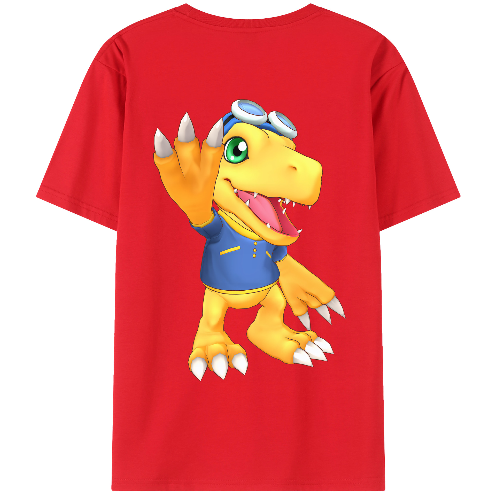 （画像用） Digimon デジタルモンスター/デジモン 綿100％ メンズ半袖Tシャツ（バックプリント） 通気性