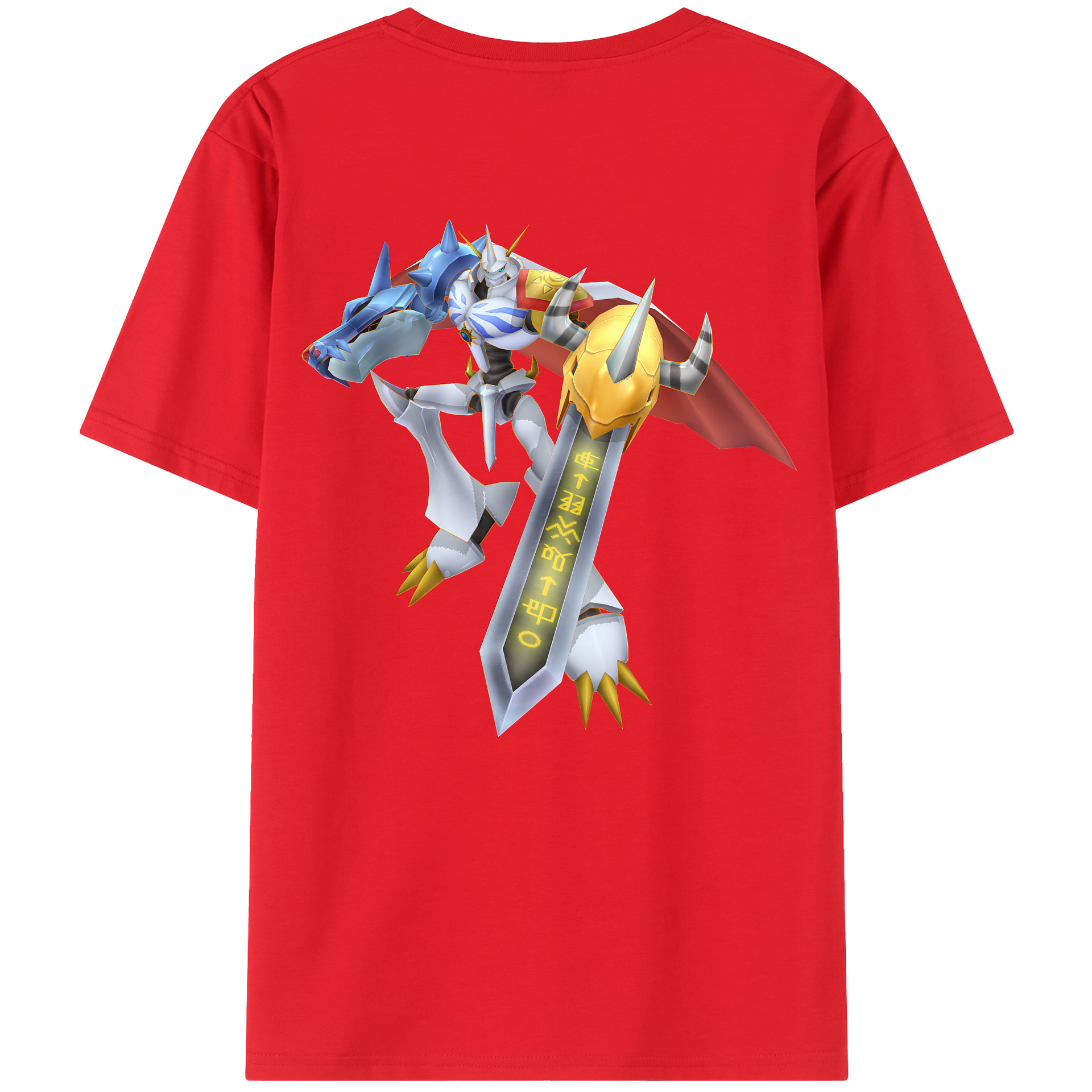 （画像用） Digimon デジタルモンスター/デジモン 綿100％ メンズ半袖Tシャツ（バックプリント） 通気性