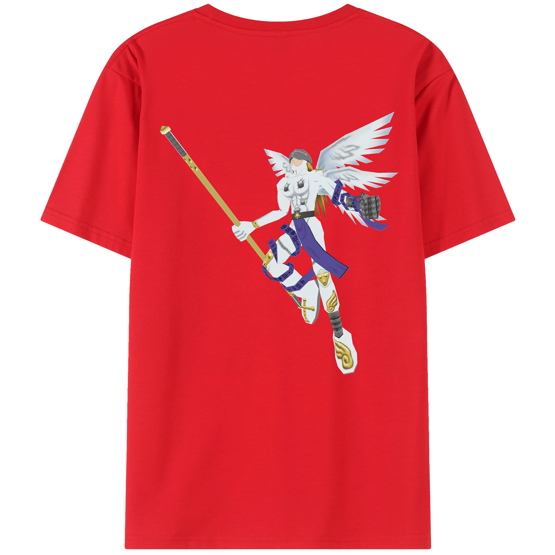 （画像用） Digimon デジタルモンスター/デジモン 綿100％ メンズ半袖Tシャツ（バックプリント） 通気性
