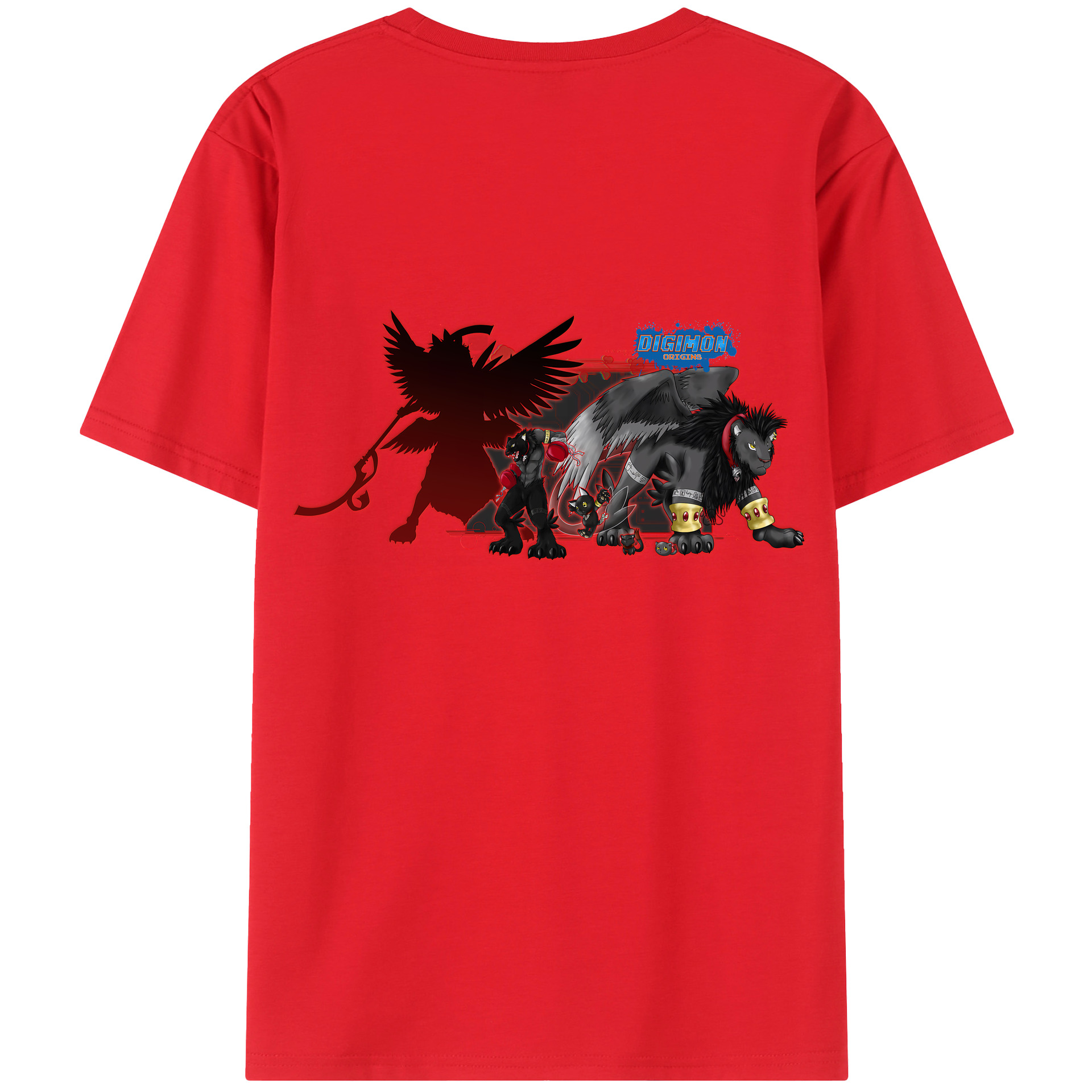 （画像用） Digimon デジタルモンスター/デジモン 綿100％ メンズ半袖Tシャツ（バックプリント） 通気性