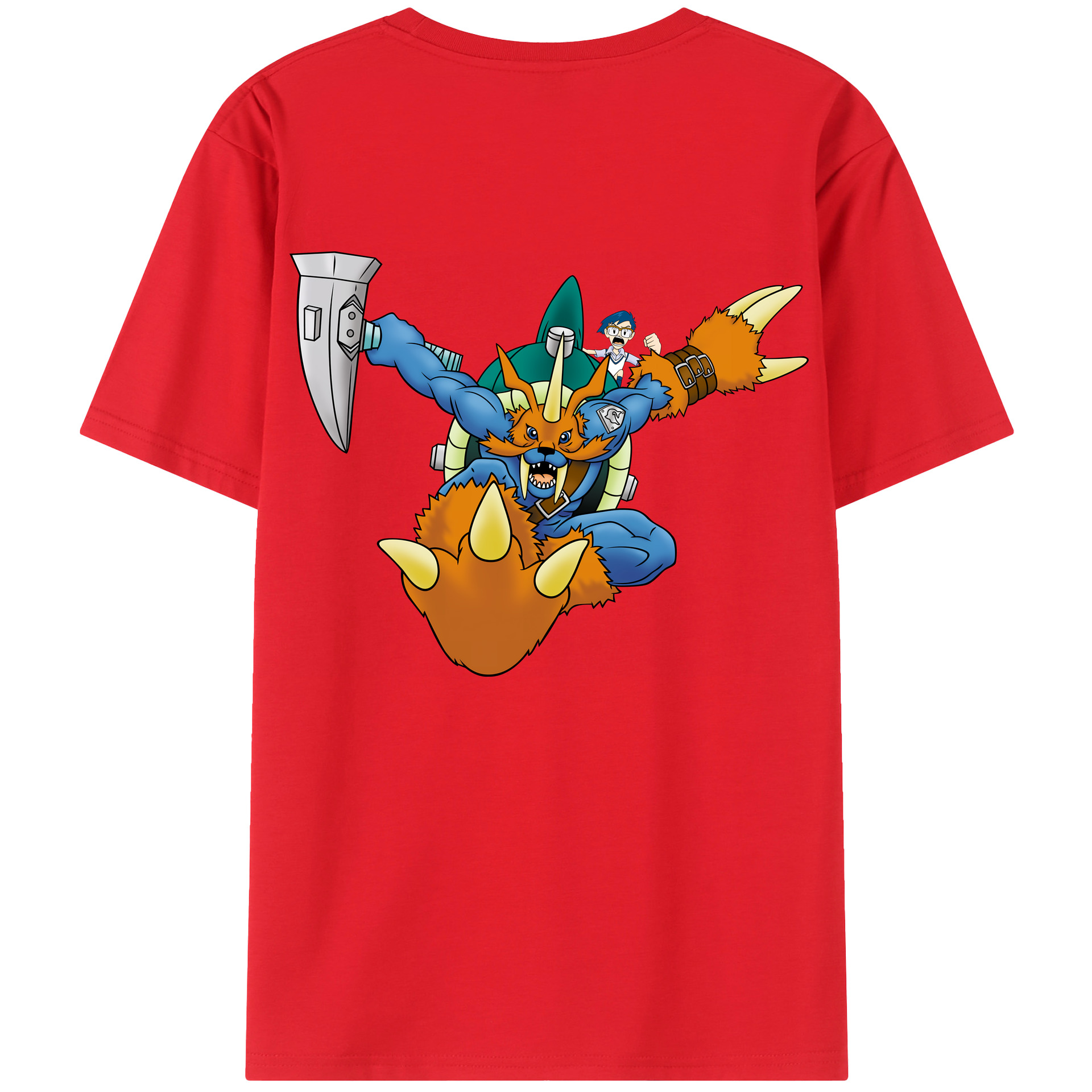 （画像用） Digimon デジタルモンスター/デジモン 綿100％ メンズ半袖Tシャツ（バックプリント） 通気性