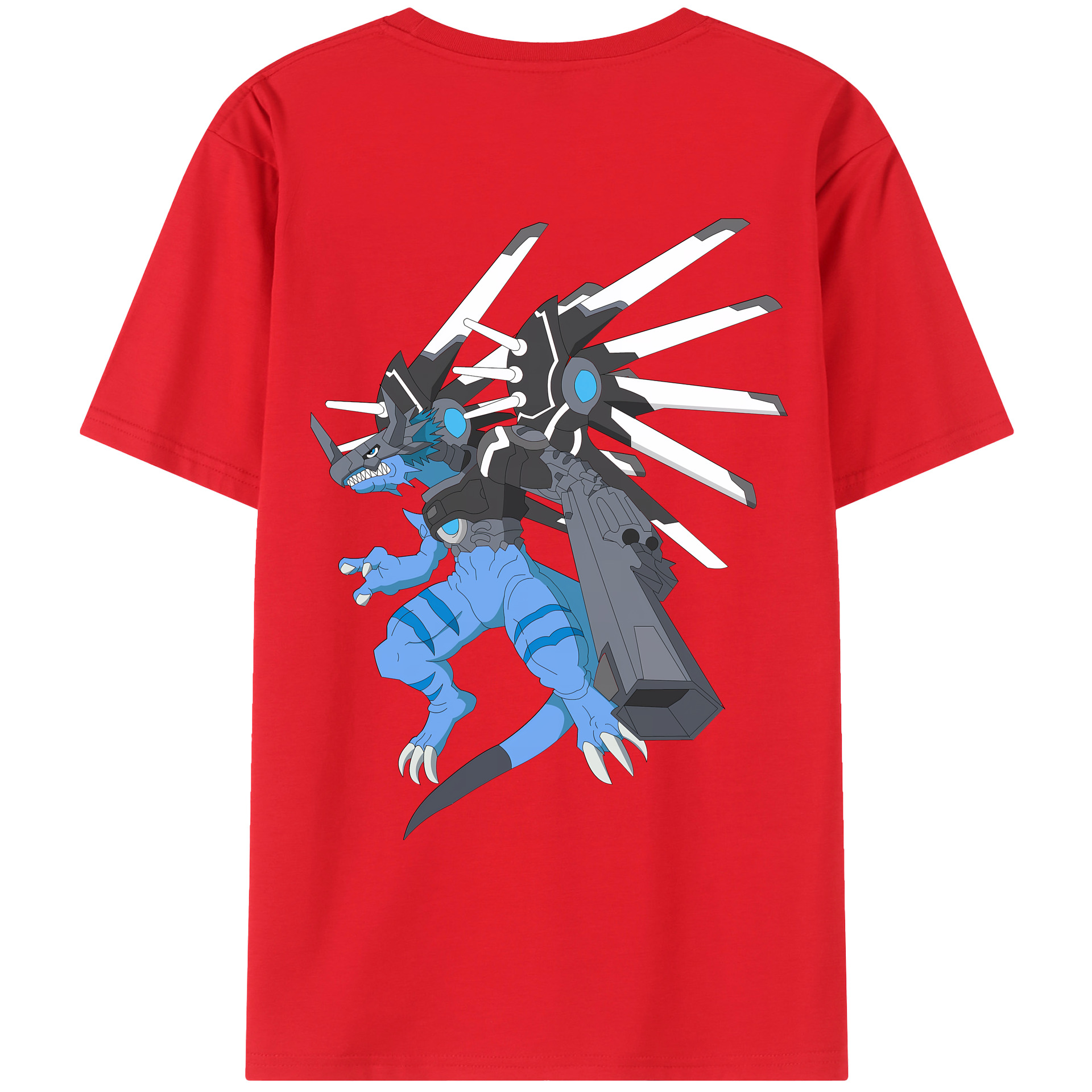 （画像用） Digimon デジタルモンスター/デジモン 綿100％ メンズ半袖Tシャツ（バックプリント） 通気性