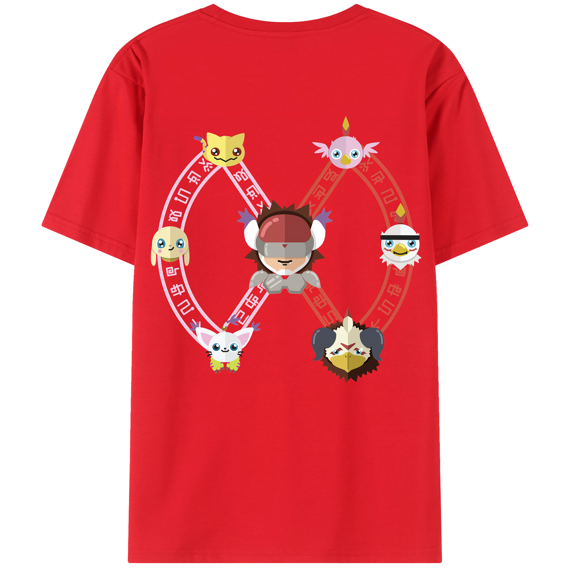 （画像用） Digimon デジタルモンスター/デジモン 綿100％ メンズ半袖Tシャツ（バックプリント） 通気性