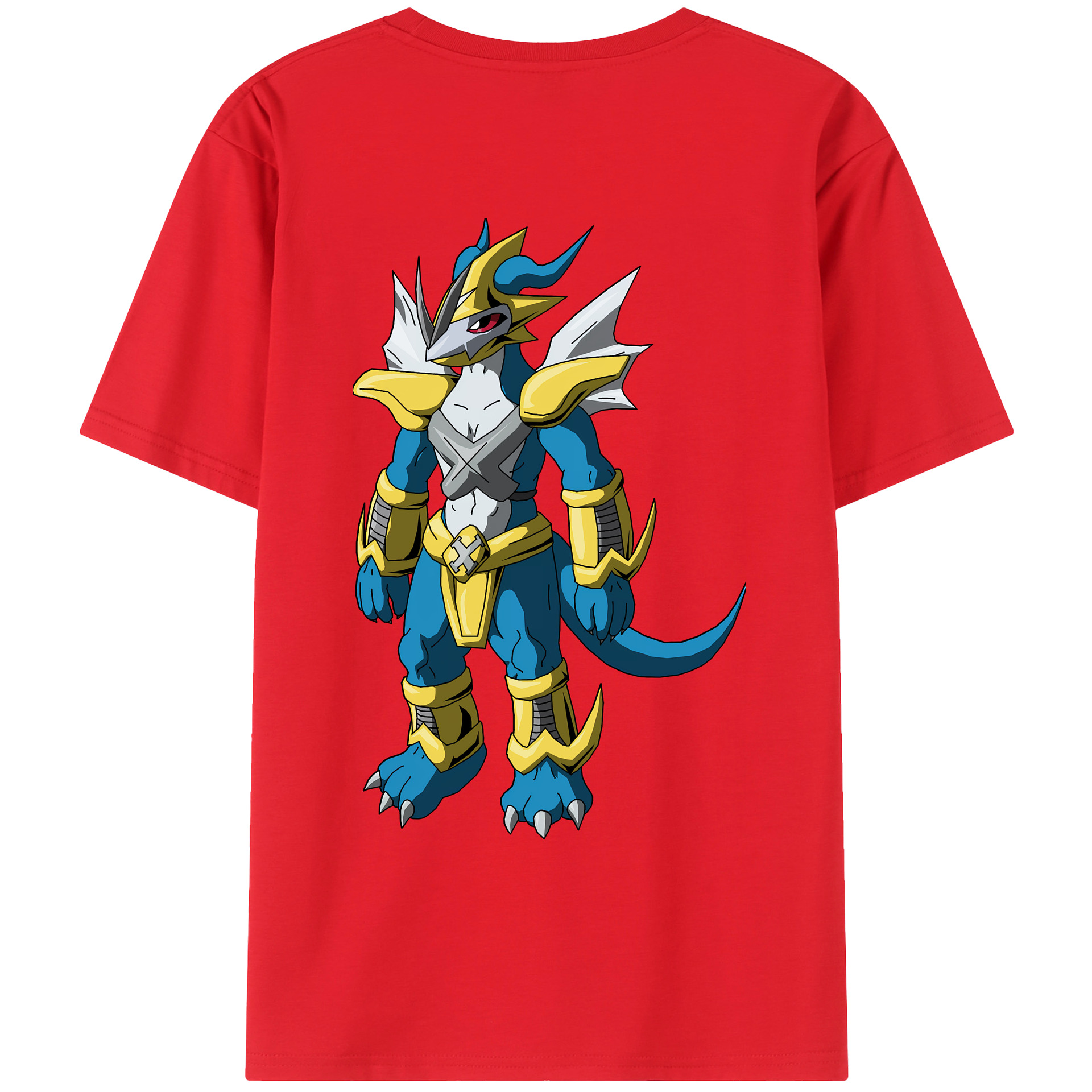 （画像用） Digimon デジタルモンスター/デジモン 綿100％ メンズ半袖Tシャツ（バックプリント） 通気性