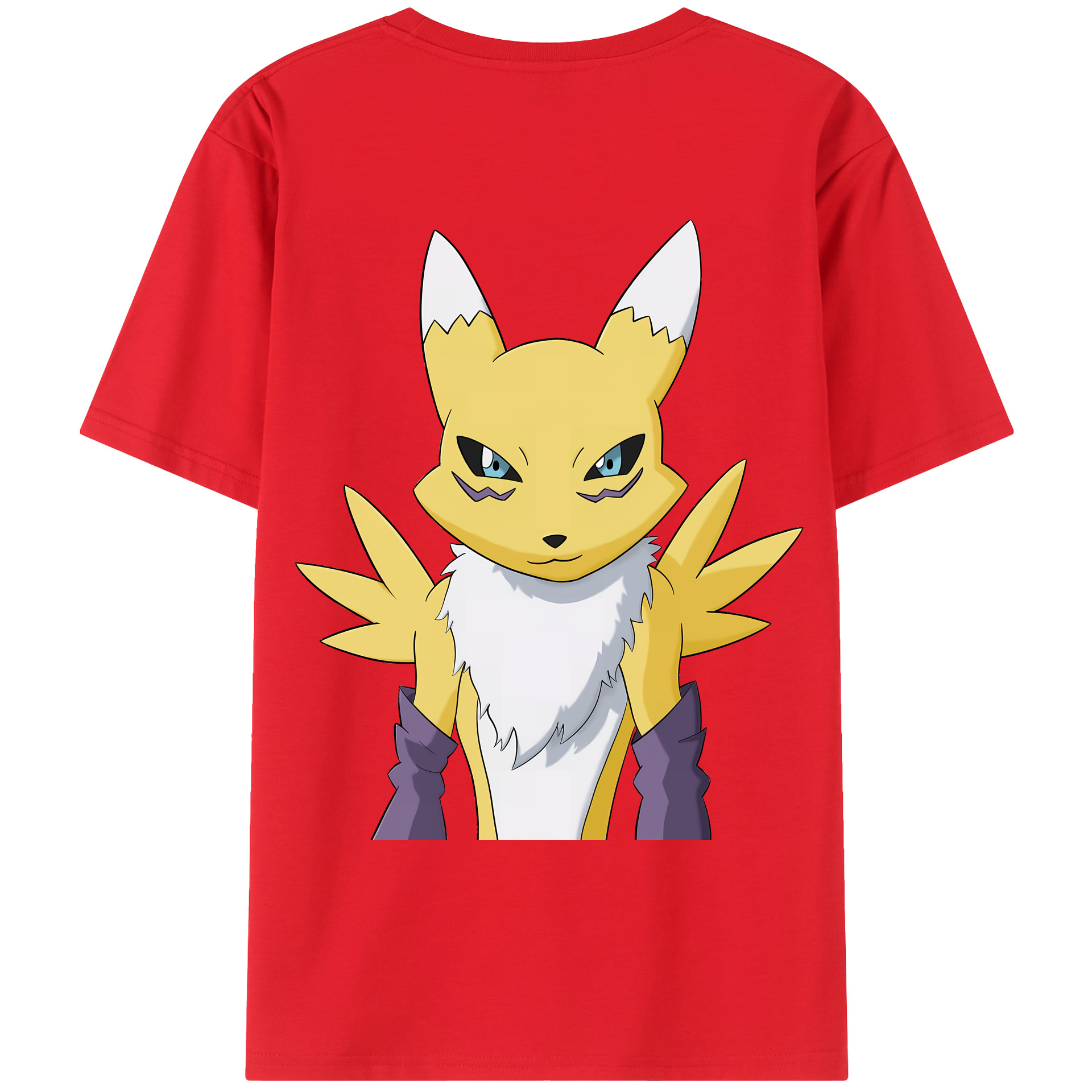 （画像用） Digimon デジタルモンスター/デジモン 綿100％ メンズ半袖Tシャツ（バックプリント） 通気性