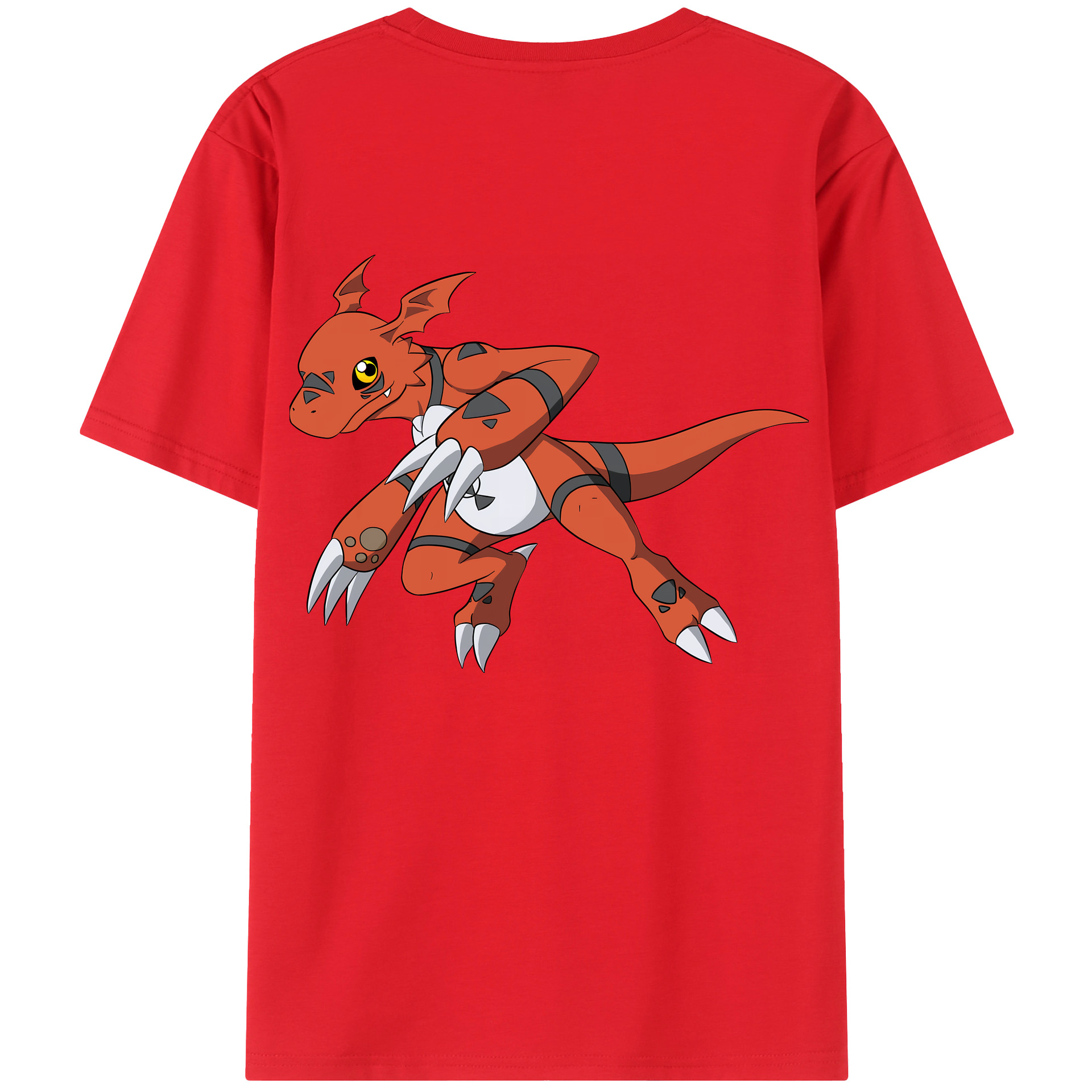（画像用） Digimon デジタルモンスター/デジモン 綿100％ メンズ半袖Tシャツ（バックプリント） 通気性