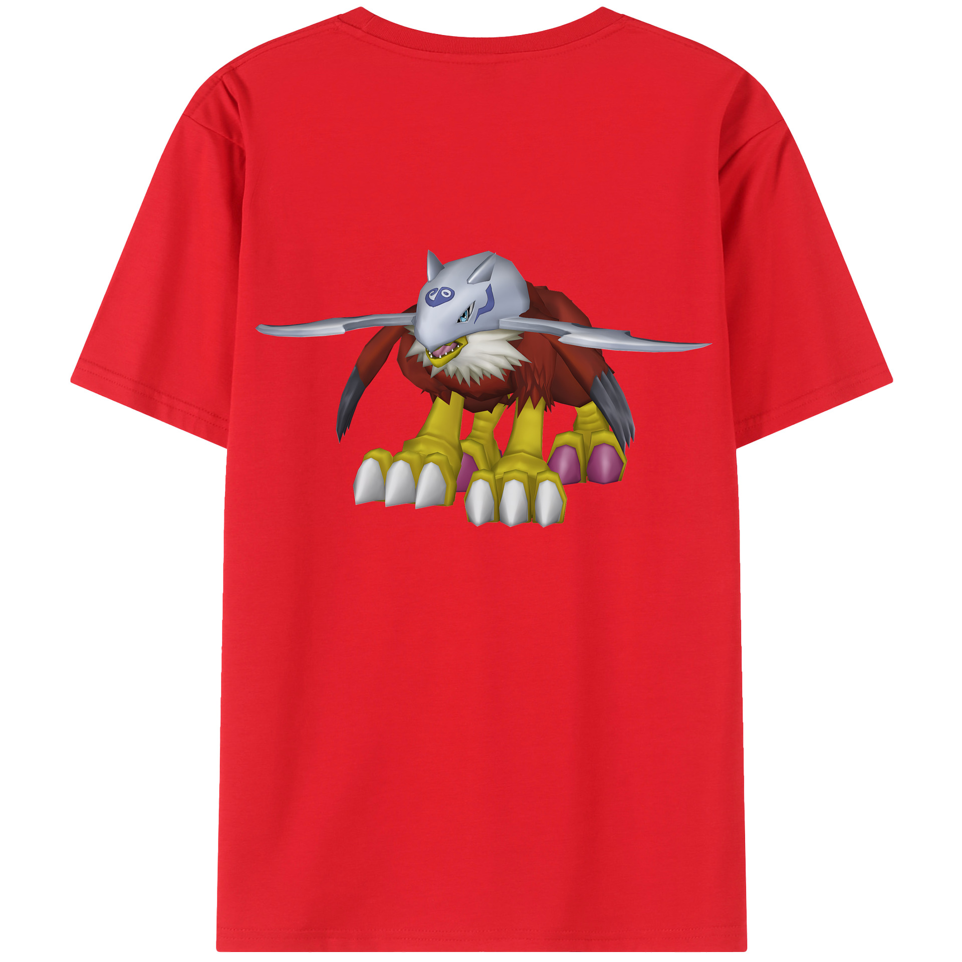 （画像用） Digimon デジタルモンスター/デジモン 綿100％ メンズ半袖Tシャツ（バックプリント） 通気性