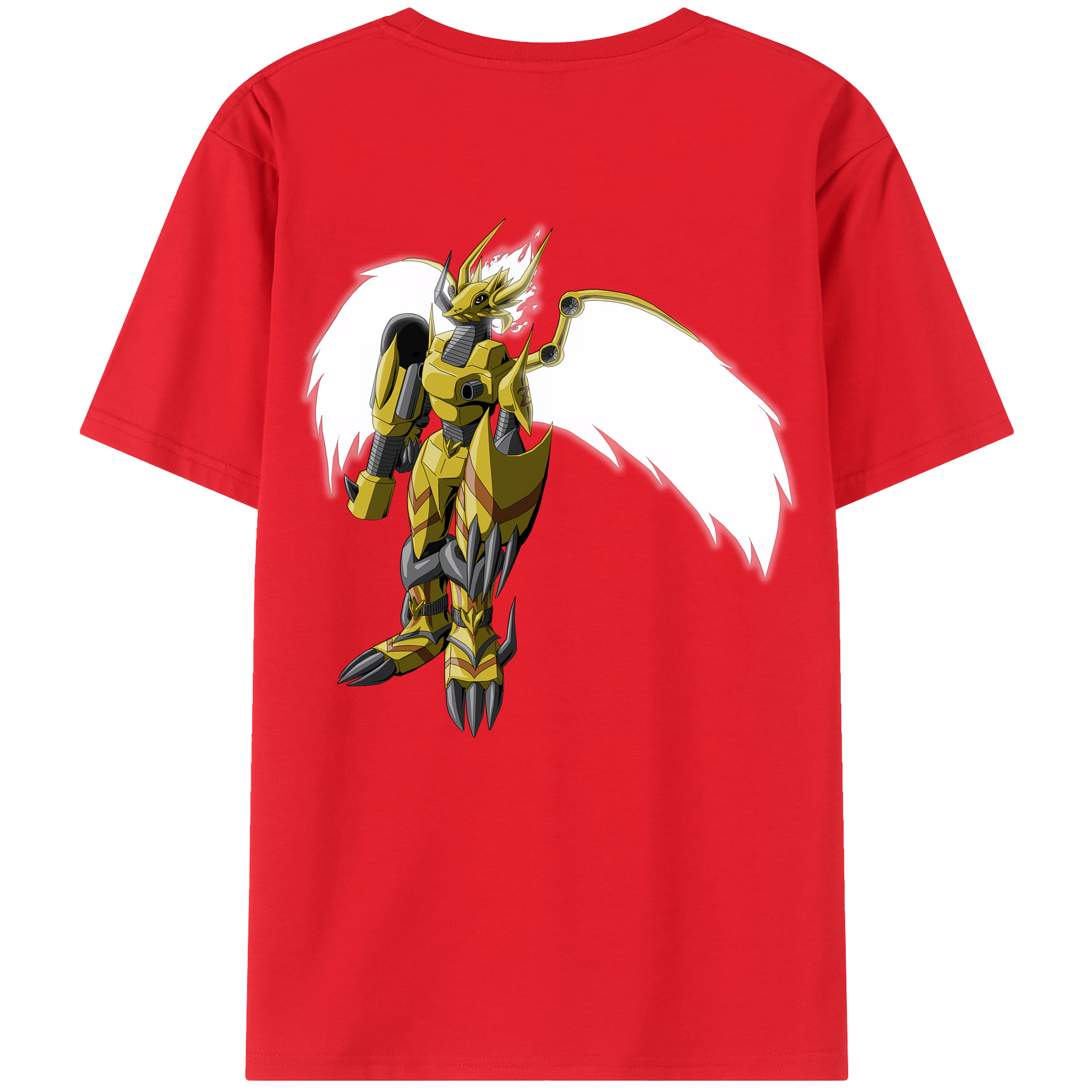 （画像用） Digimon デジタルモンスター/デジモン 綿100％ メンズ半袖Tシャツ（バックプリント） 通気性