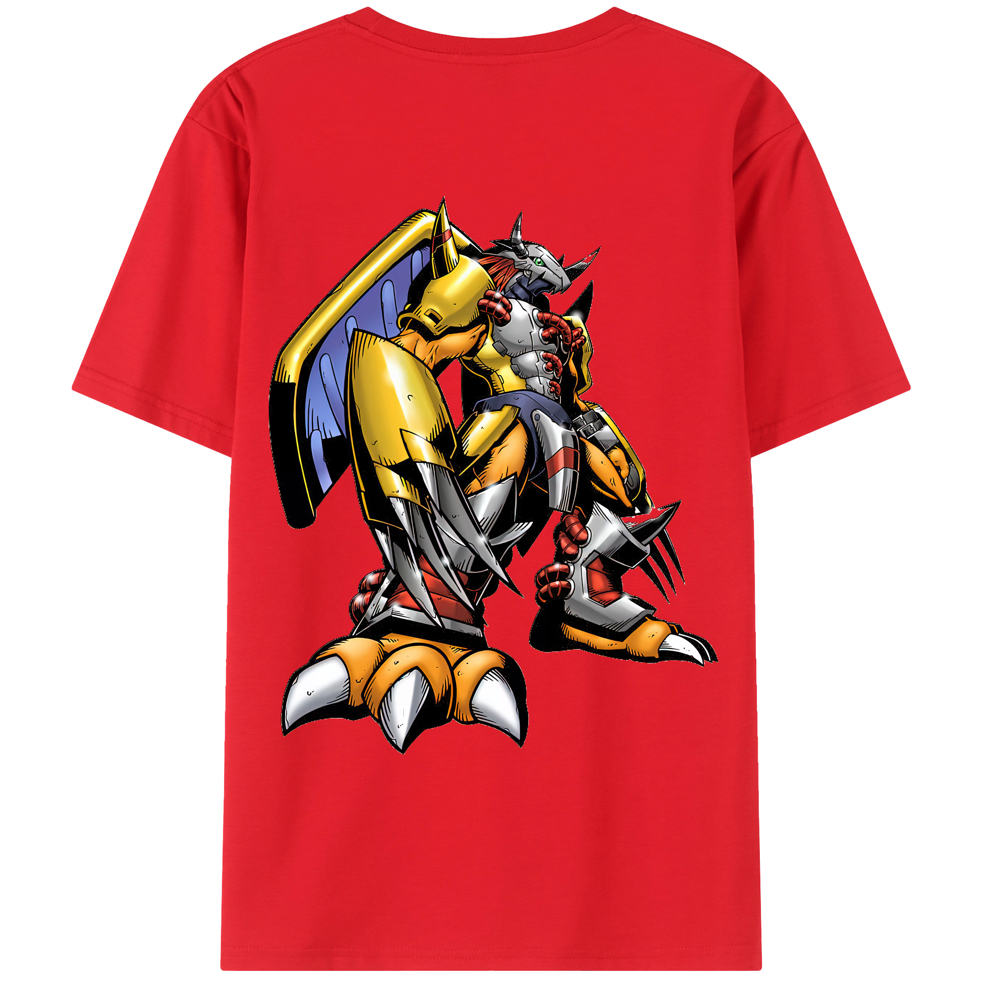 （画像用） Digimon デジタルモンスター/デジモン 綿100％ メンズ半袖Tシャツ（バックプリント） 通気性