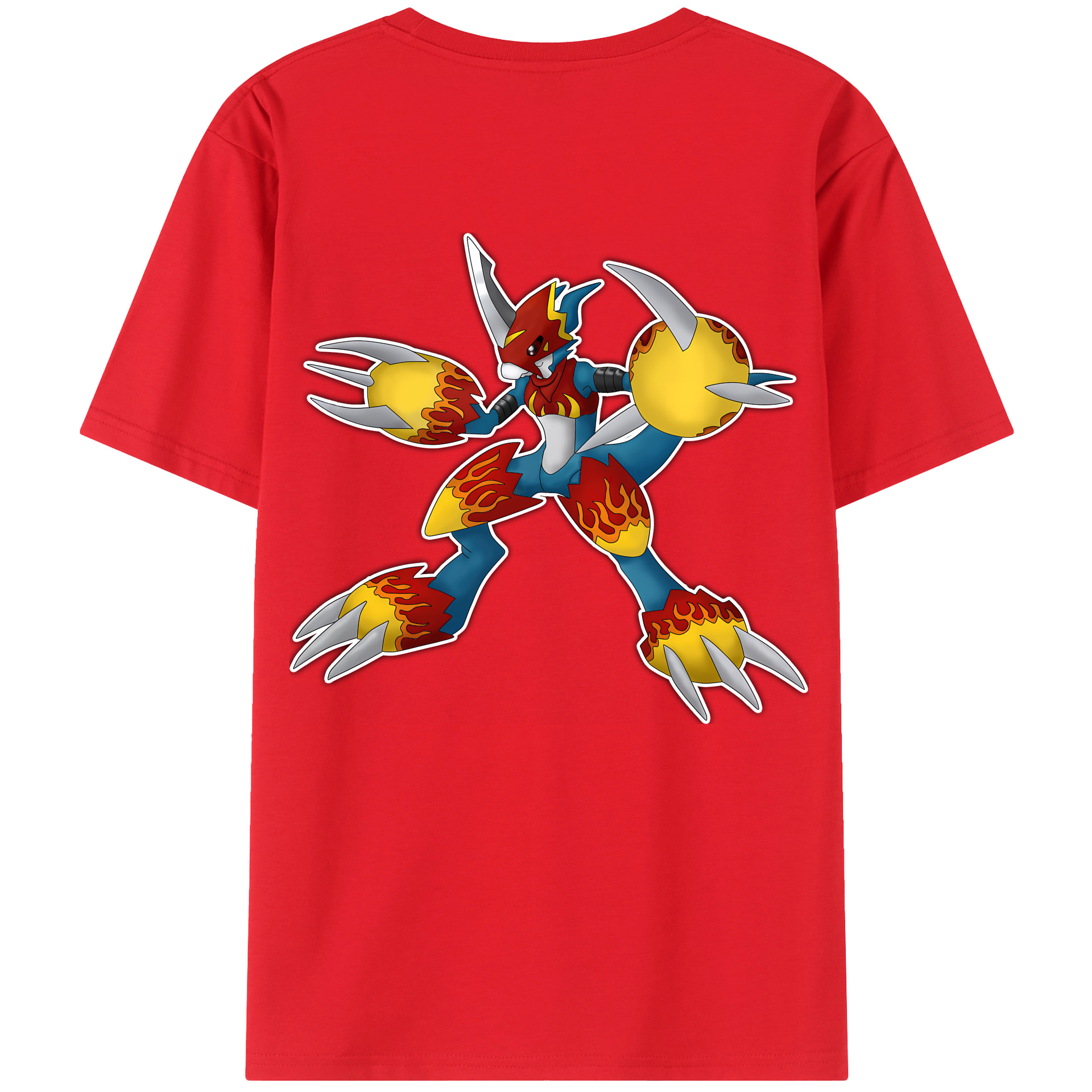 （画像用） Digimon デジタルモンスター/デジモン 綿100％ メンズ半袖Tシャツ（バックプリント） 通気性