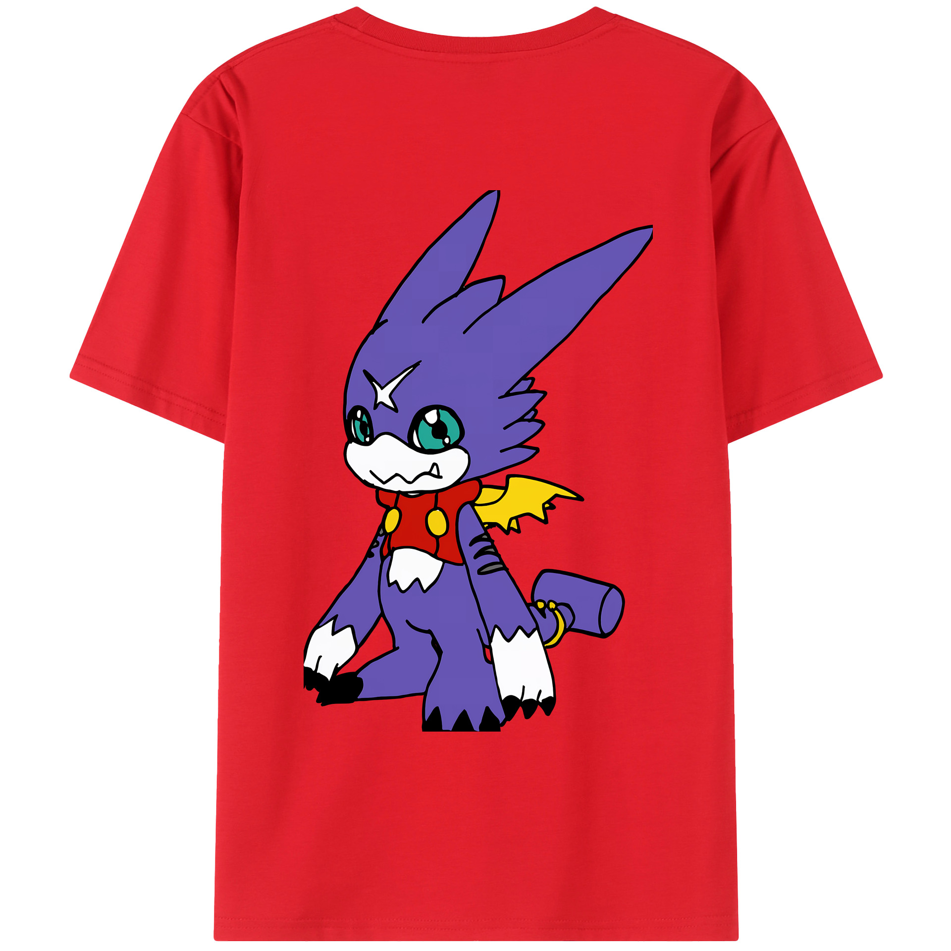 （画像用） Digimon デジタルモンスター/デジモン 綿100％ メンズ半袖Tシャツ（バックプリント） 通気性