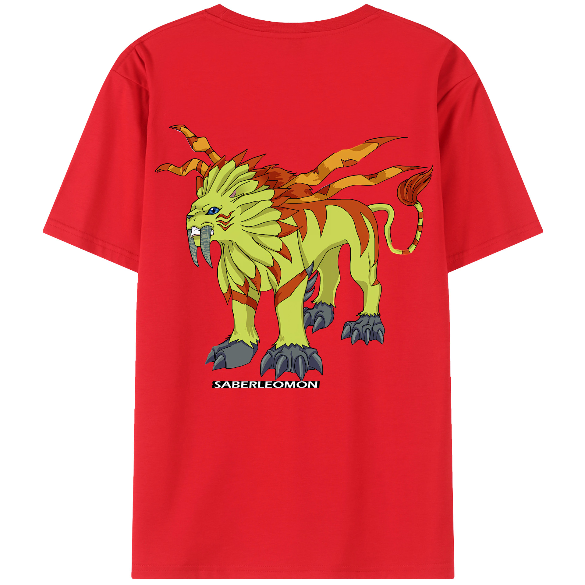（画像用） Digimon デジタルモンスター/デジモン 綿100％ メンズ半袖Tシャツ（バックプリント） 通気性