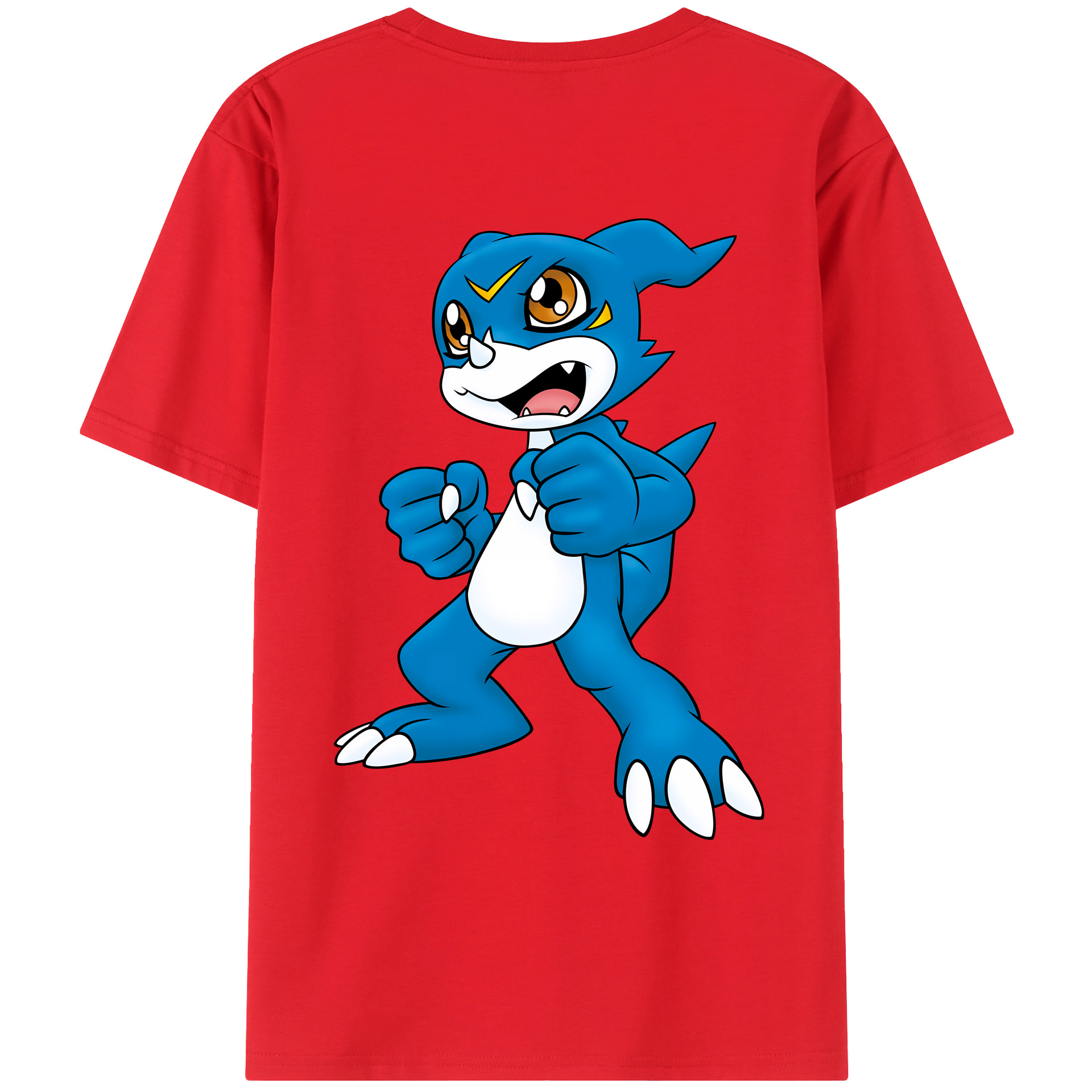 （画像用） Digimon デジタルモンスター/デジモン 綿100％ メンズ半袖Tシャツ（バックプリント） 通気性