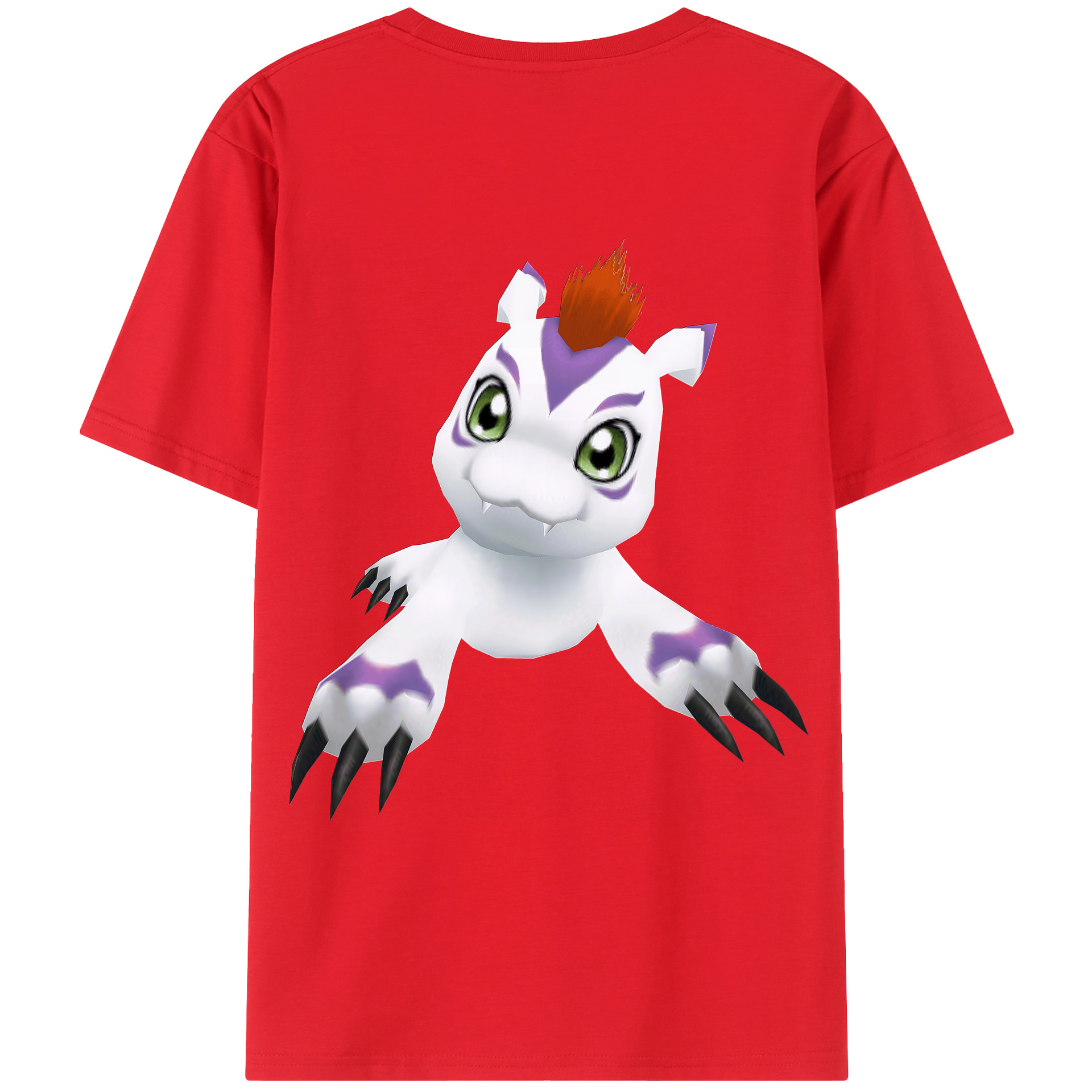 （画像用） Digimon デジタルモンスター/デジモン 綿100％ メンズ半袖Tシャツ（バックプリント） 通気性