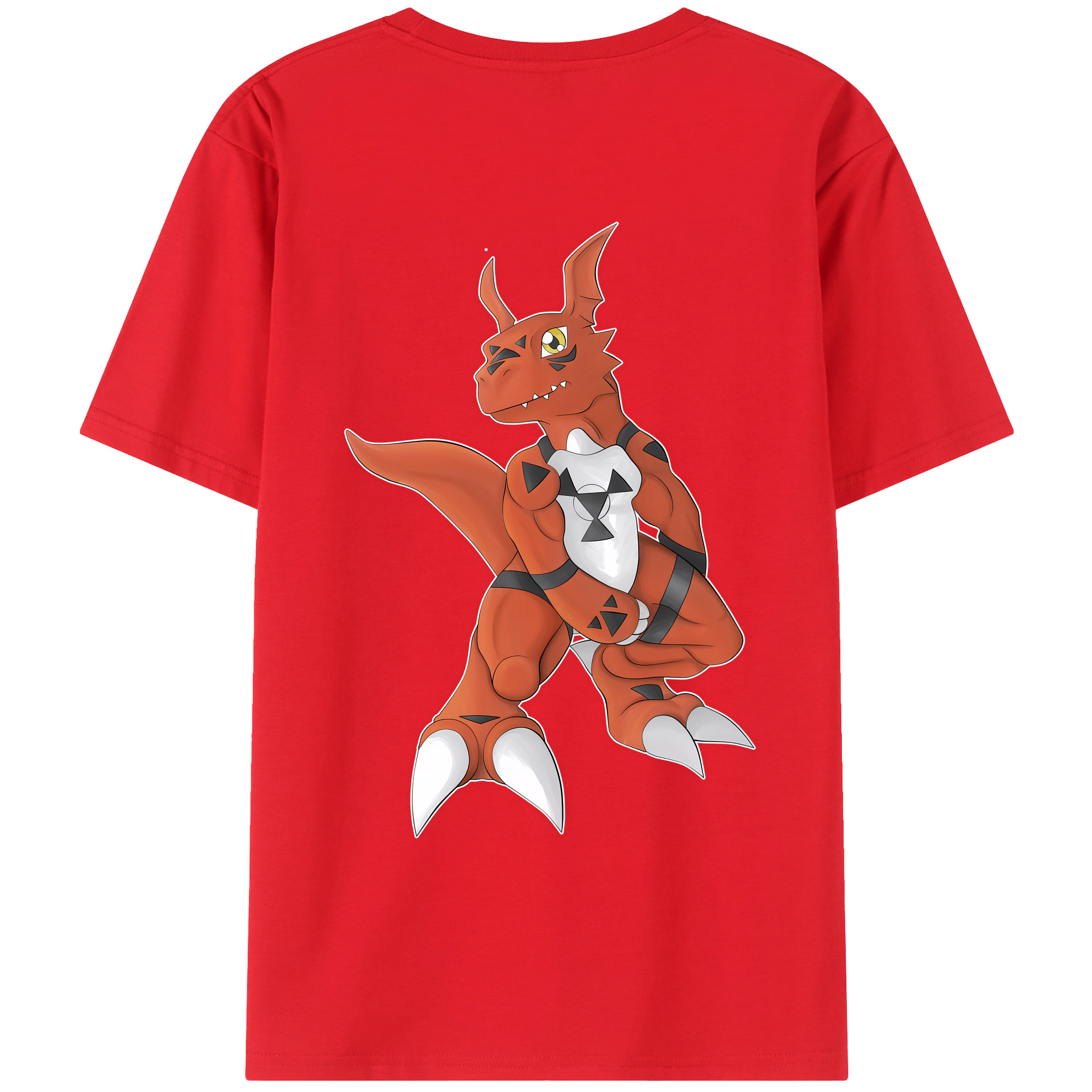 （画像用） Digimon デジタルモンスター/デジモン 綿100％ メンズ半袖Tシャツ（バックプリント） 通気性