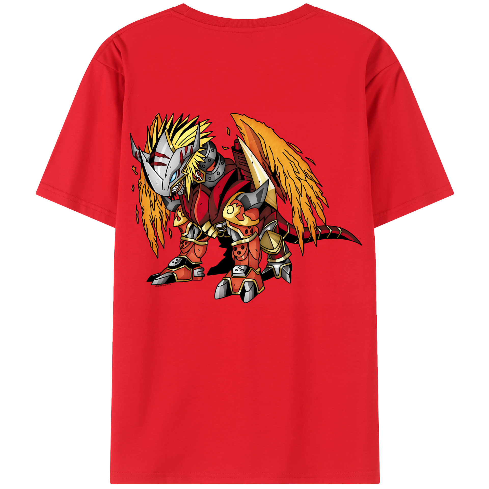 （画像用） Digimon デジタルモンスター/デジモン 綿100％ メンズ半袖Tシャツ（バックプリント） 通気性