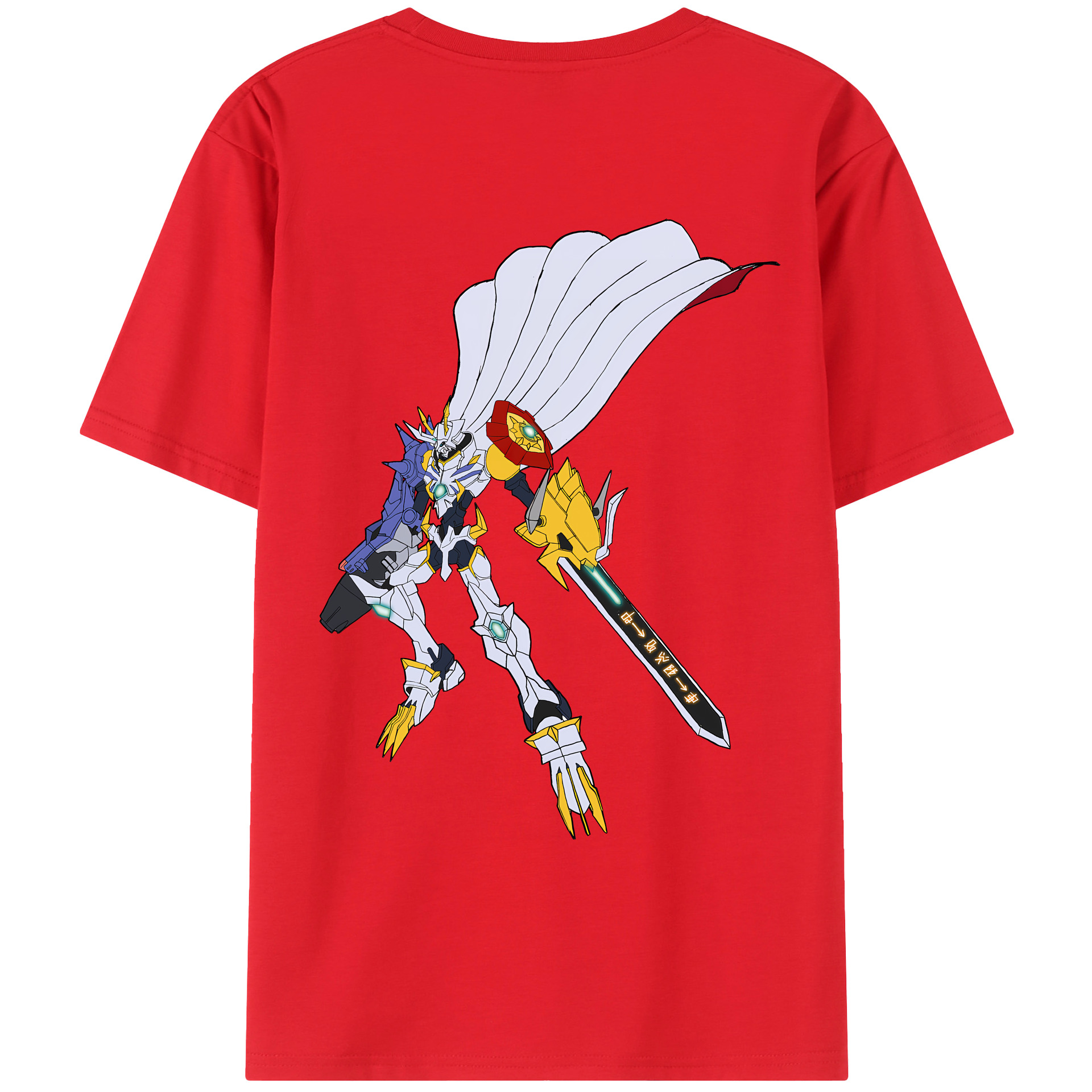（画像用） Digimon デジタルモンスター/デジモン 綿100％ メンズ半袖Tシャツ（バックプリント） 通気性