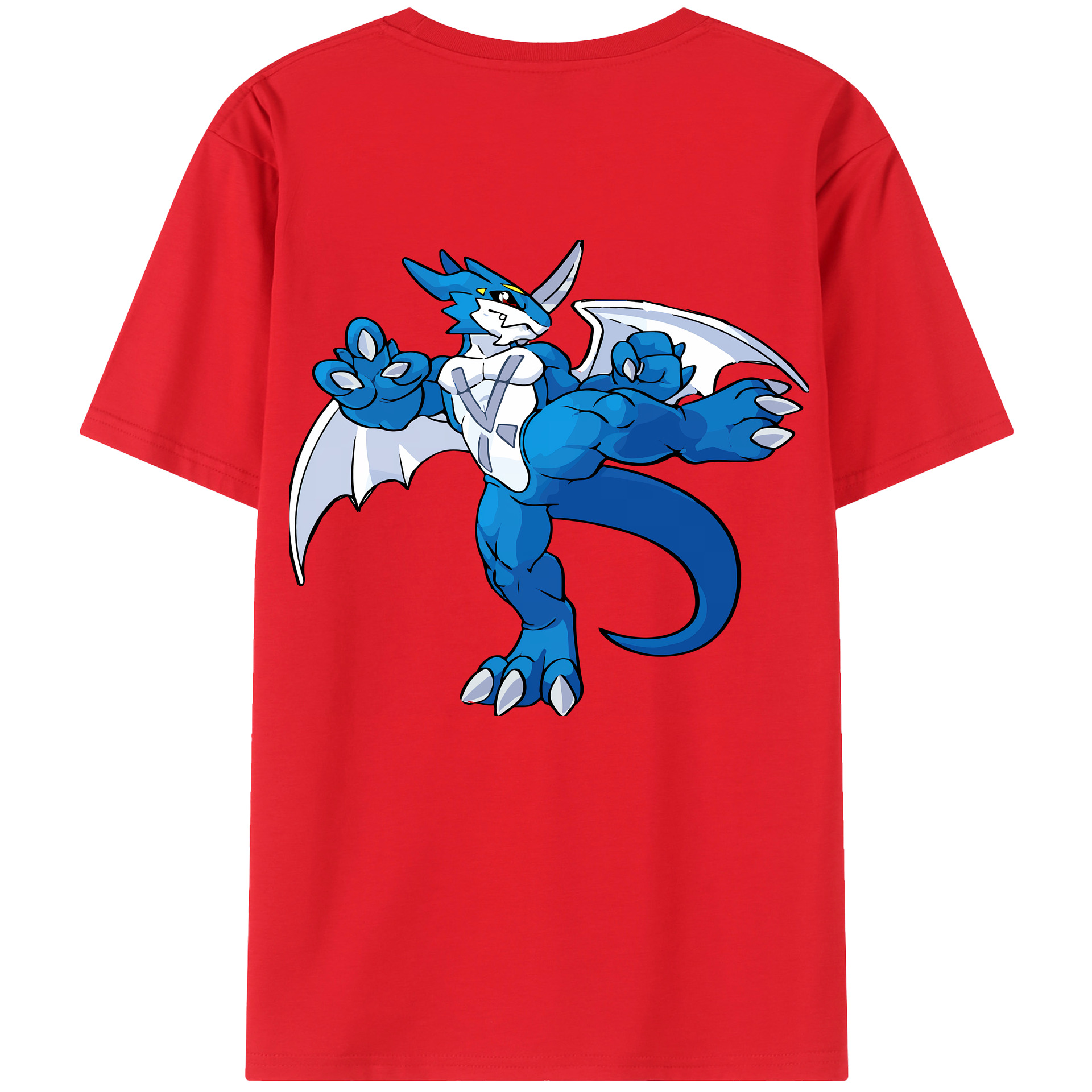 （画像用） Digimon デジタルモンスター/デジモン 綿100％ メンズ半袖Tシャツ（バックプリント） 通気性