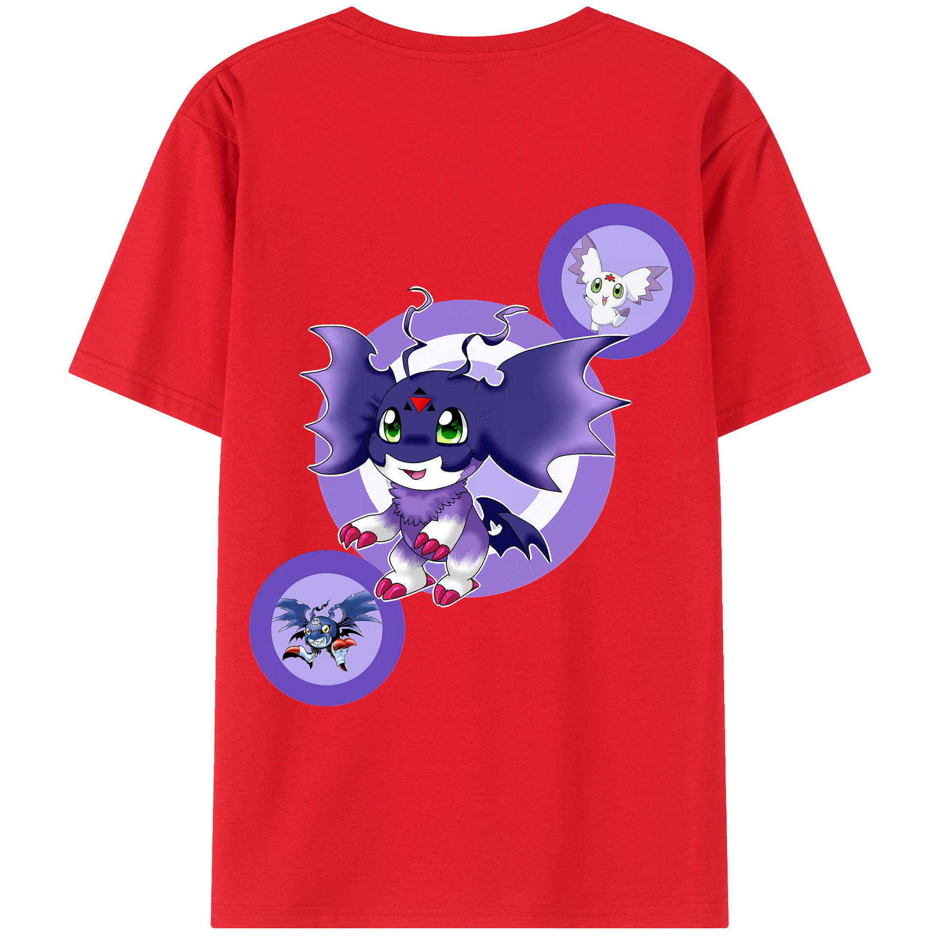 （画像用） Digimon デジタルモンスター/デジモン 綿100％ メンズ半袖Tシャツ（バックプリント） 通気性