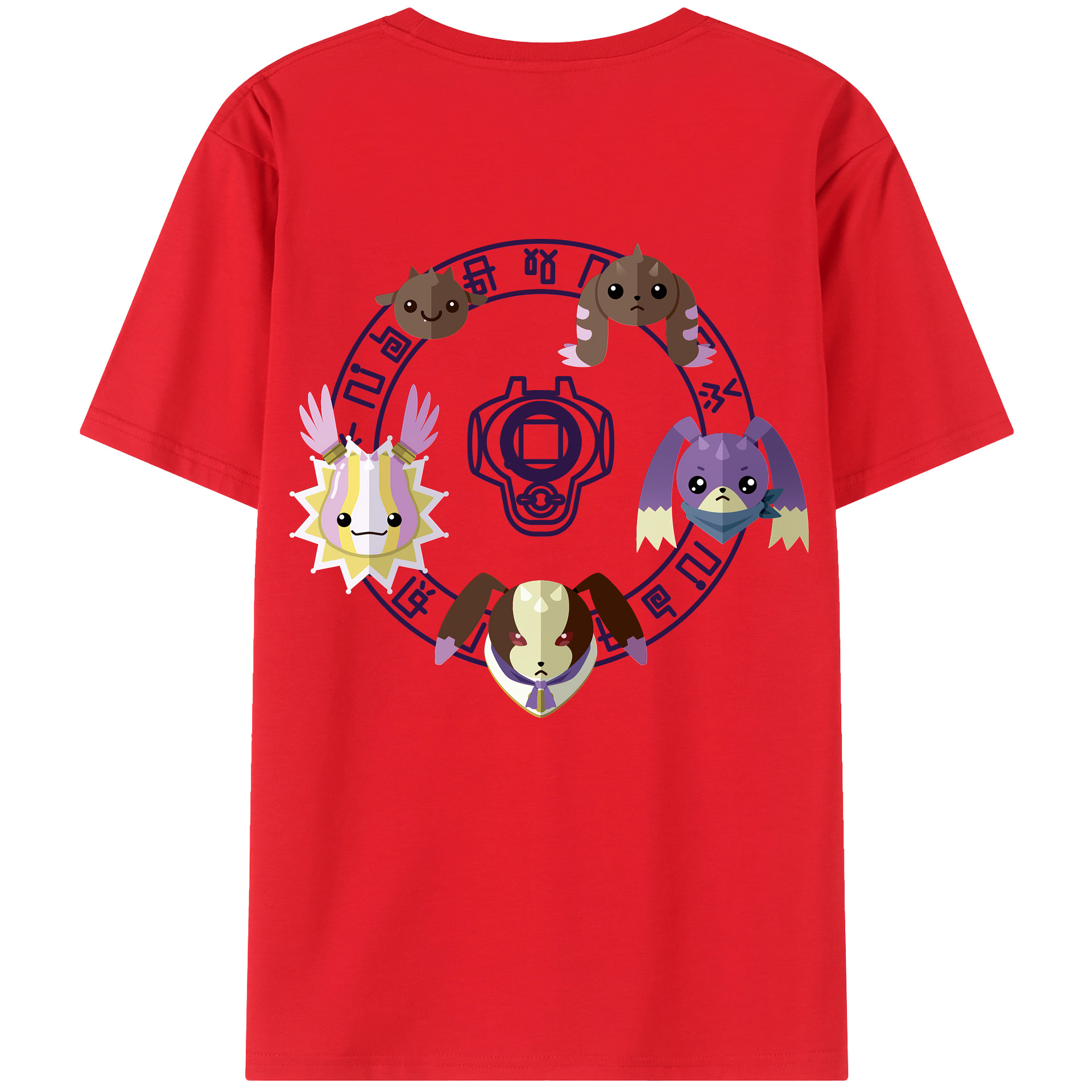 （画像用） Digimon デジタルモンスター/デジモン 綿100％ メンズ半袖Tシャツ（バックプリント） 通気性