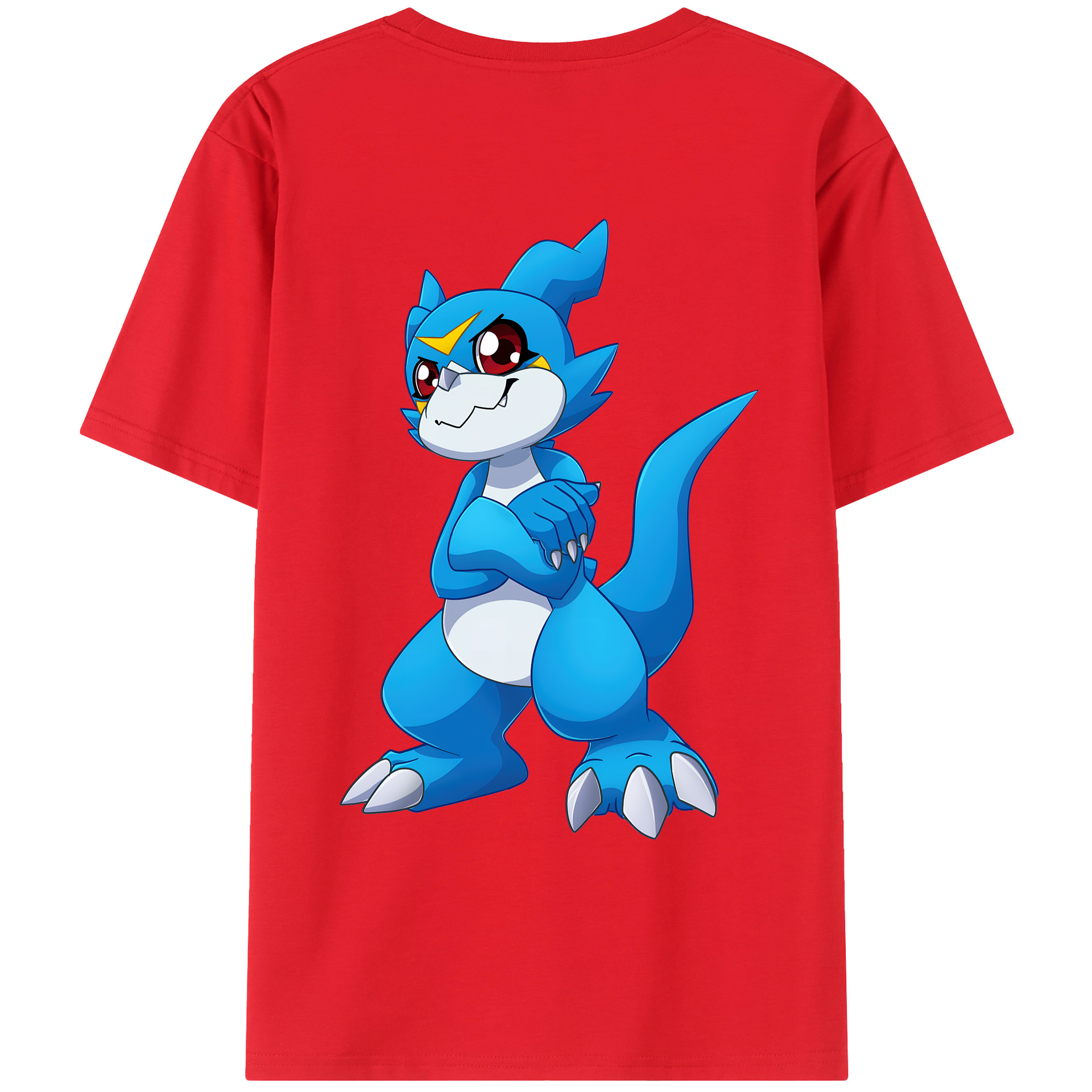 （画像用） Digimon デジタルモンスター/デジモン 綿100％ メンズ半袖Tシャツ（バックプリント） 通気性