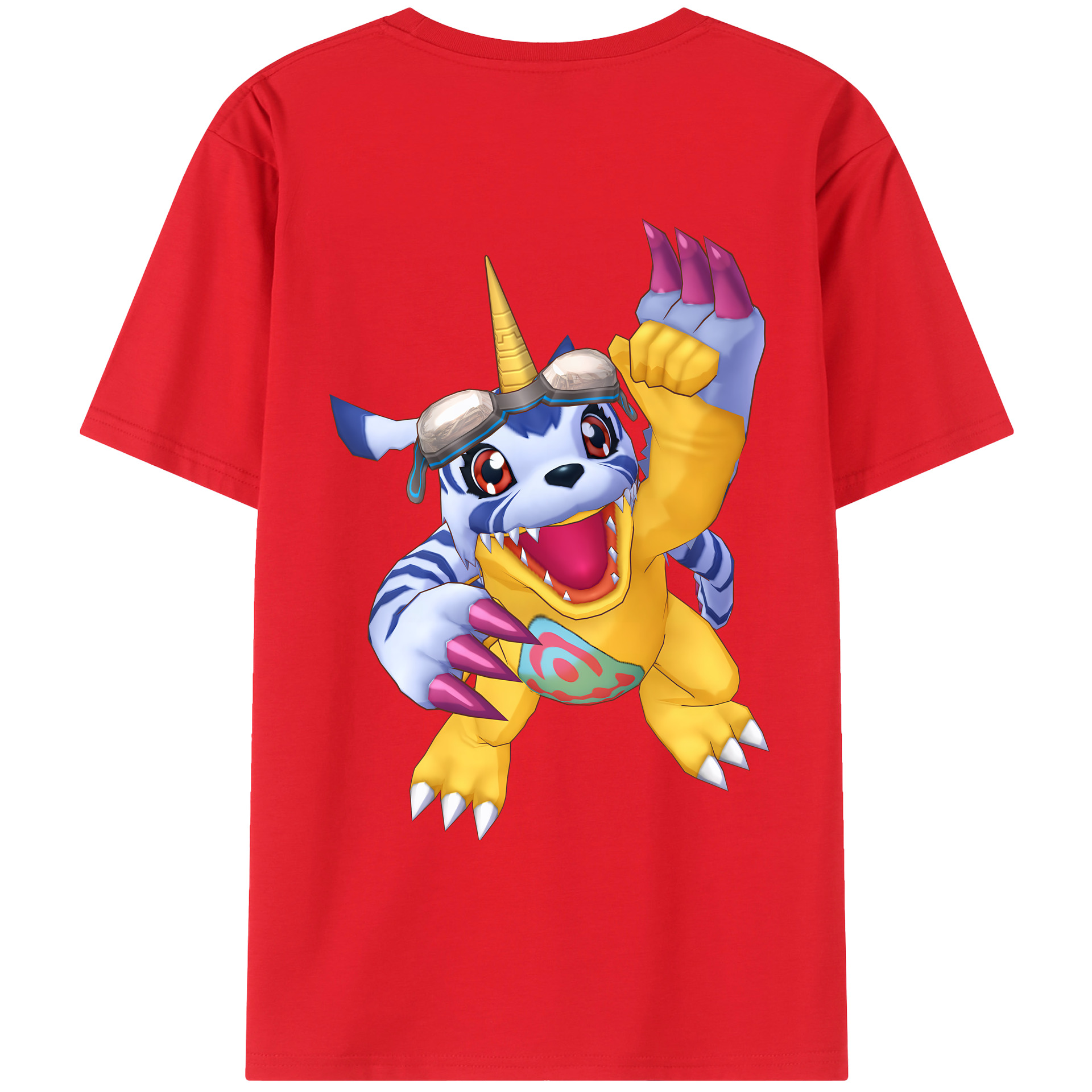 （画像用） Digimon デジタルモンスター/デジモン 綿100％ メンズ半袖Tシャツ（バックプリント） 通気性