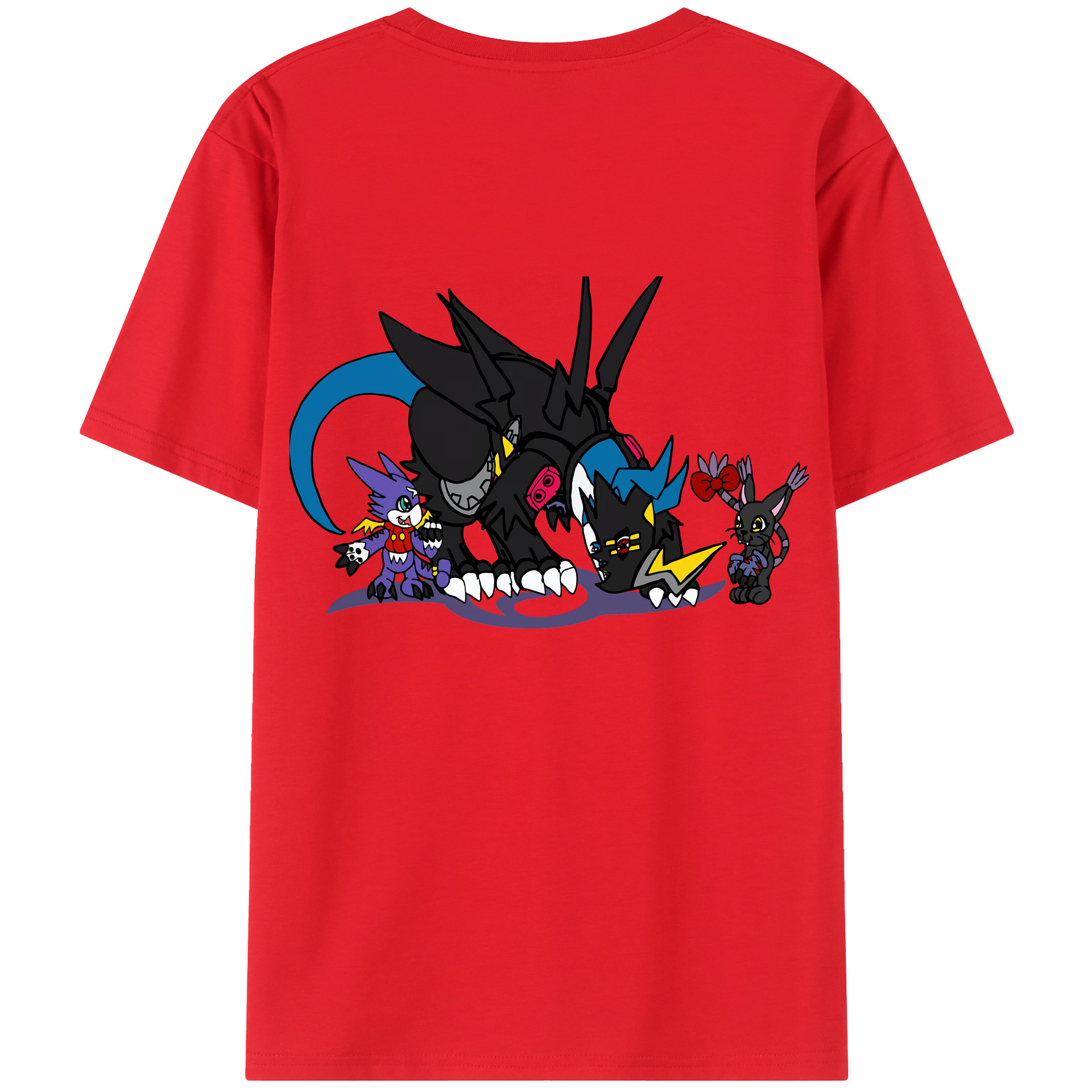 （画像用） Digimon デジタルモンスター/デジモン 綿100％ メンズ半袖Tシャツ（バックプリント） 通気性