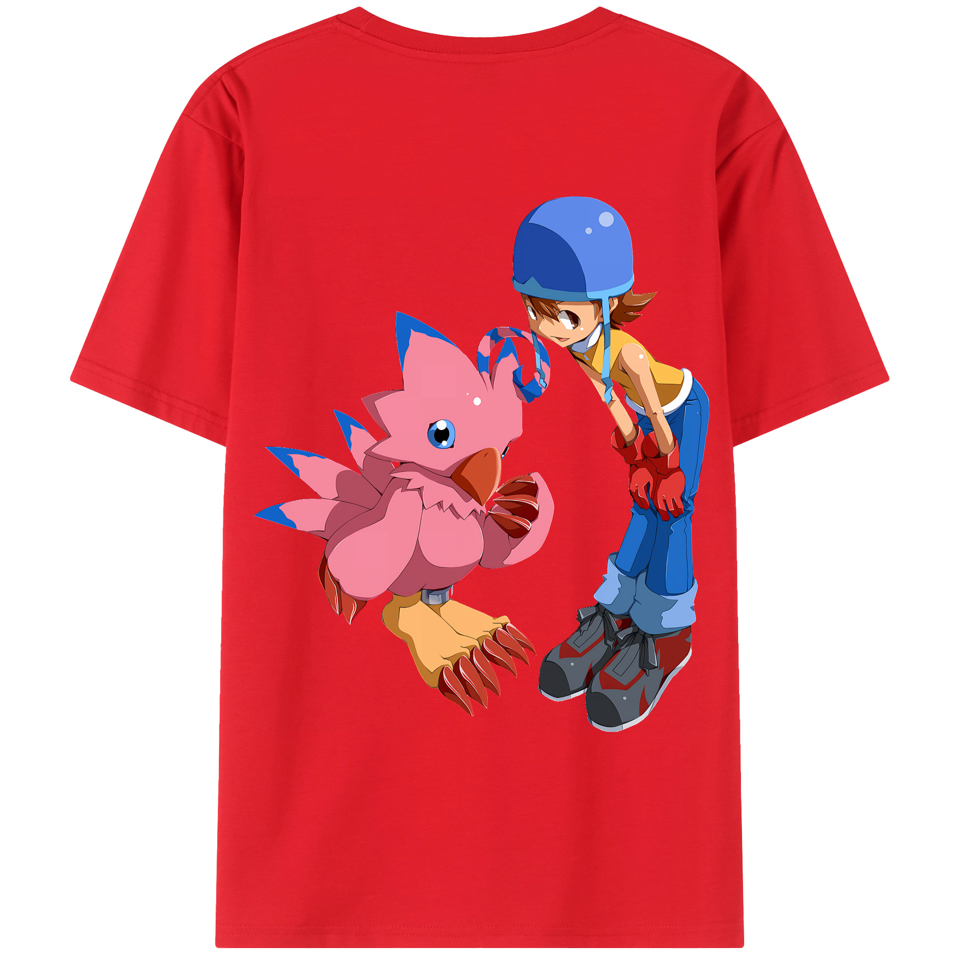 （画像用） Digimon デジタルモンスター/デジモン 綿100％ メンズ半袖Tシャツ（バックプリント） 通気性