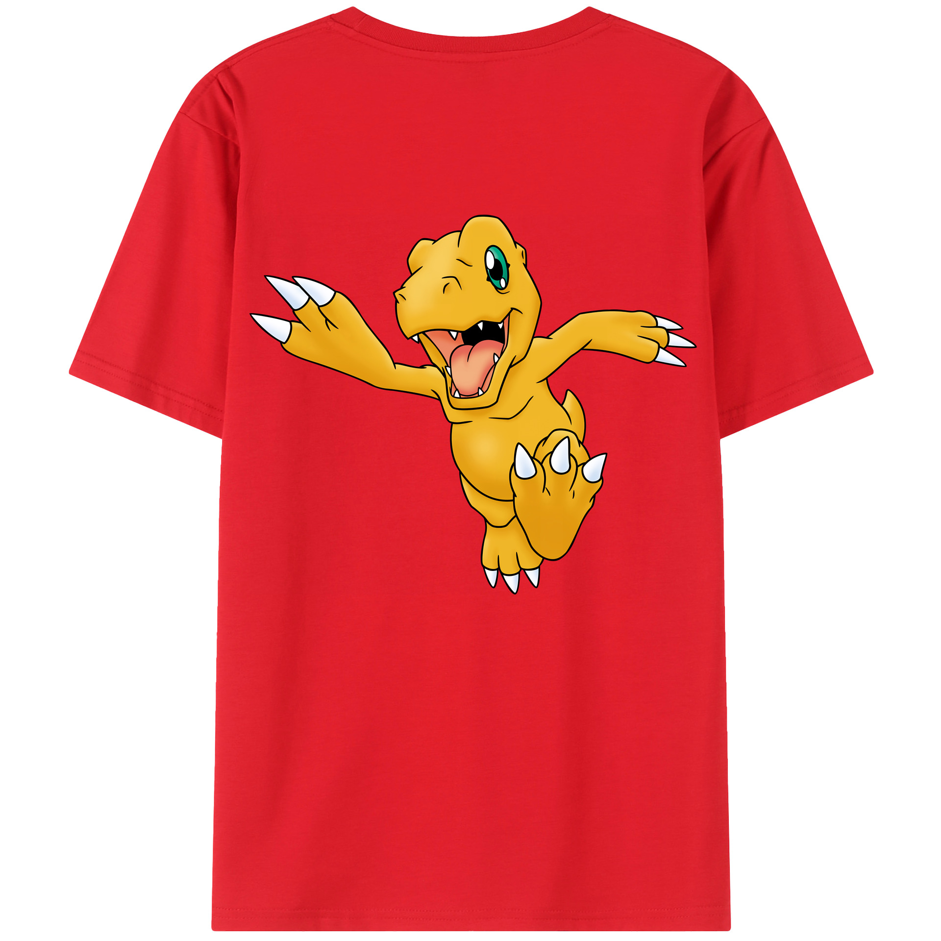（画像用） Digimon デジタルモンスター/デジモン 綿100％ メンズ半袖Tシャツ（バックプリント） 通気性