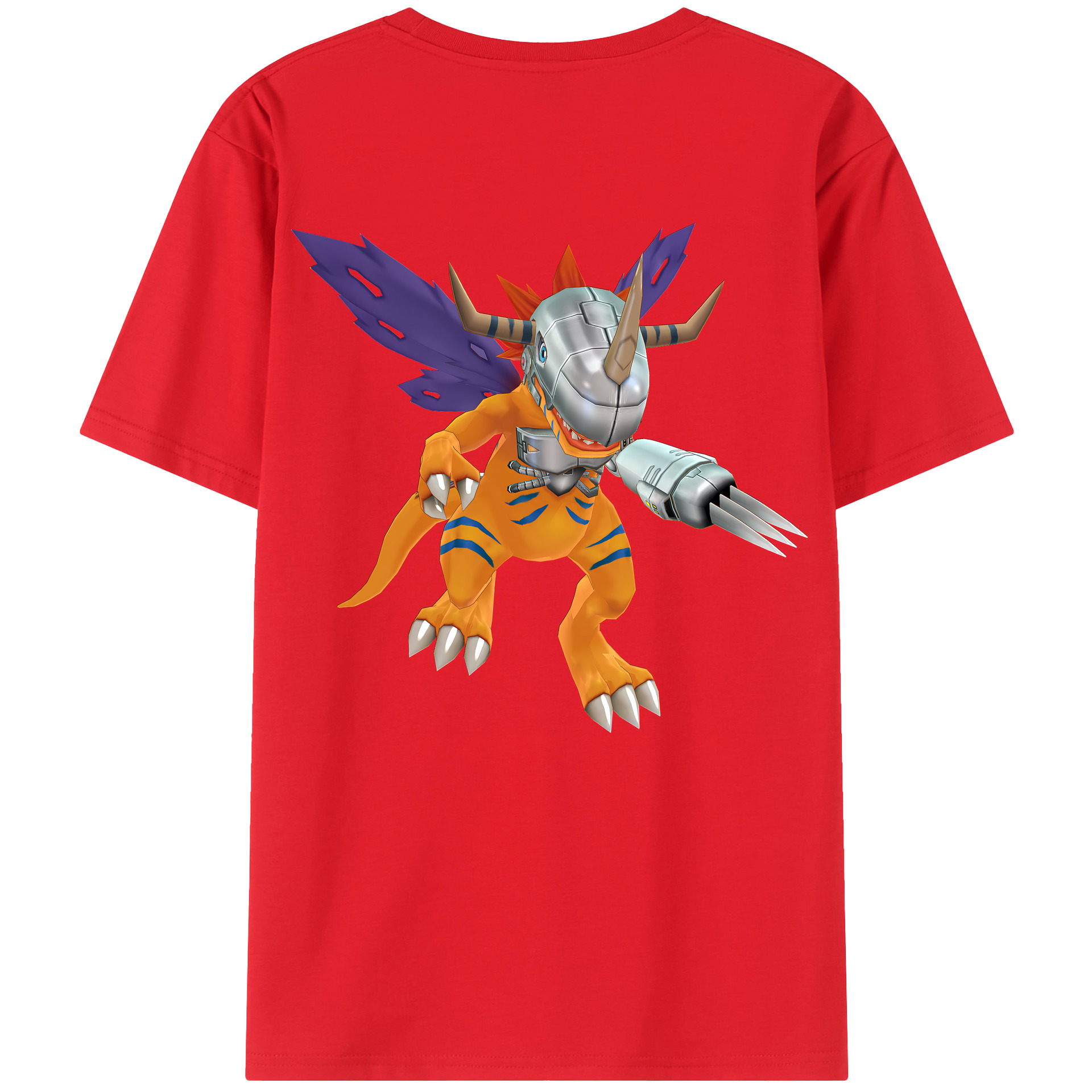 （画像用） Digimon デジタルモンスター/デジモン 綿100％ メンズ半袖Tシャツ（バックプリント） 通気性