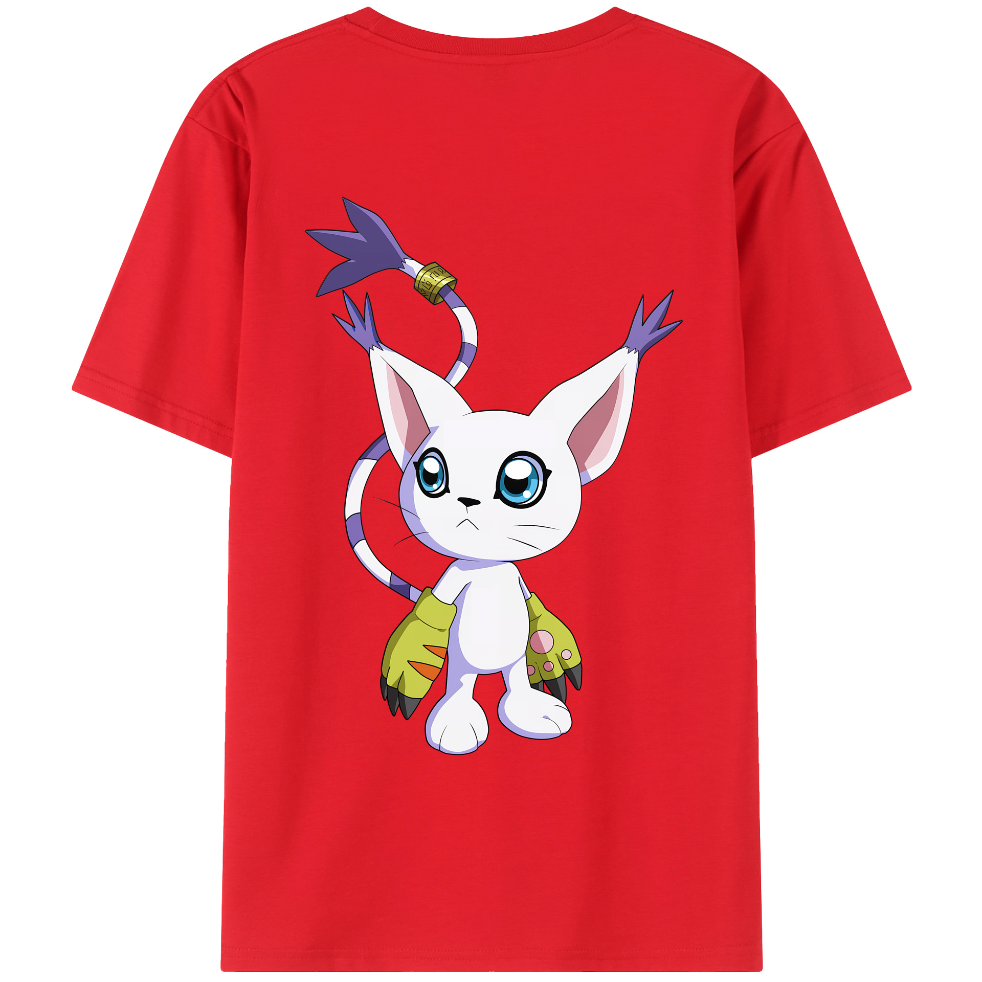 （画像用） Digimon デジタルモンスター/デジモン 綿100％ メンズ半袖Tシャツ（バックプリント） 通気性