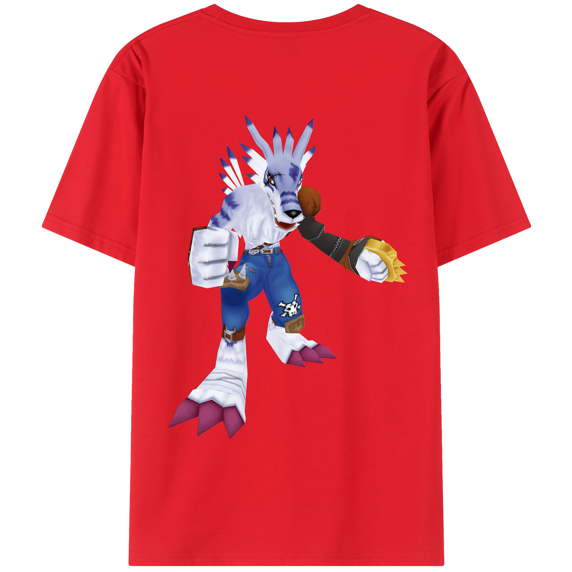 （画像用） Digimon デジタルモンスター/デジモン 綿100％ メンズ半袖Tシャツ（バックプリント） 通気性