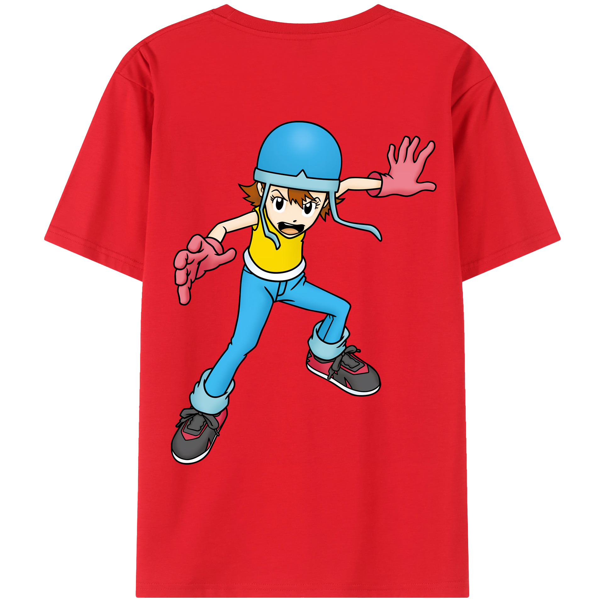 （画像用） Digimon デジタルモンスター/デジモン 綿100％ メンズ半袖Tシャツ（バックプリント） 通気性