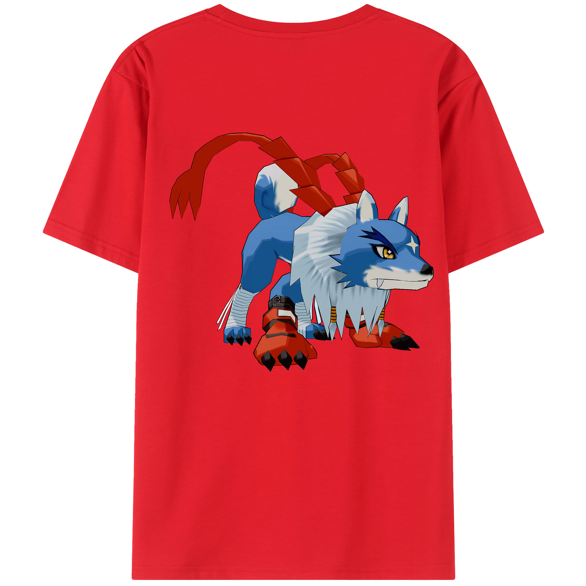 （画像用） Digimon デジタルモンスター/デジモン 綿100％ メンズ半袖Tシャツ（バックプリント） 通気性
